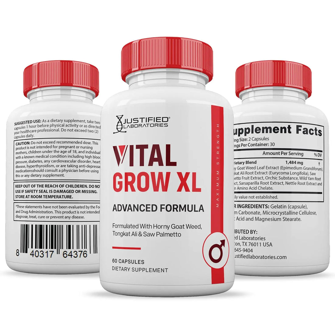 (2 Pack) Vital Grow XL Pills 1484MG Advanced Formula Proprietary Blend for Men 60 Capsules Justified Laboratories buy supplements canada