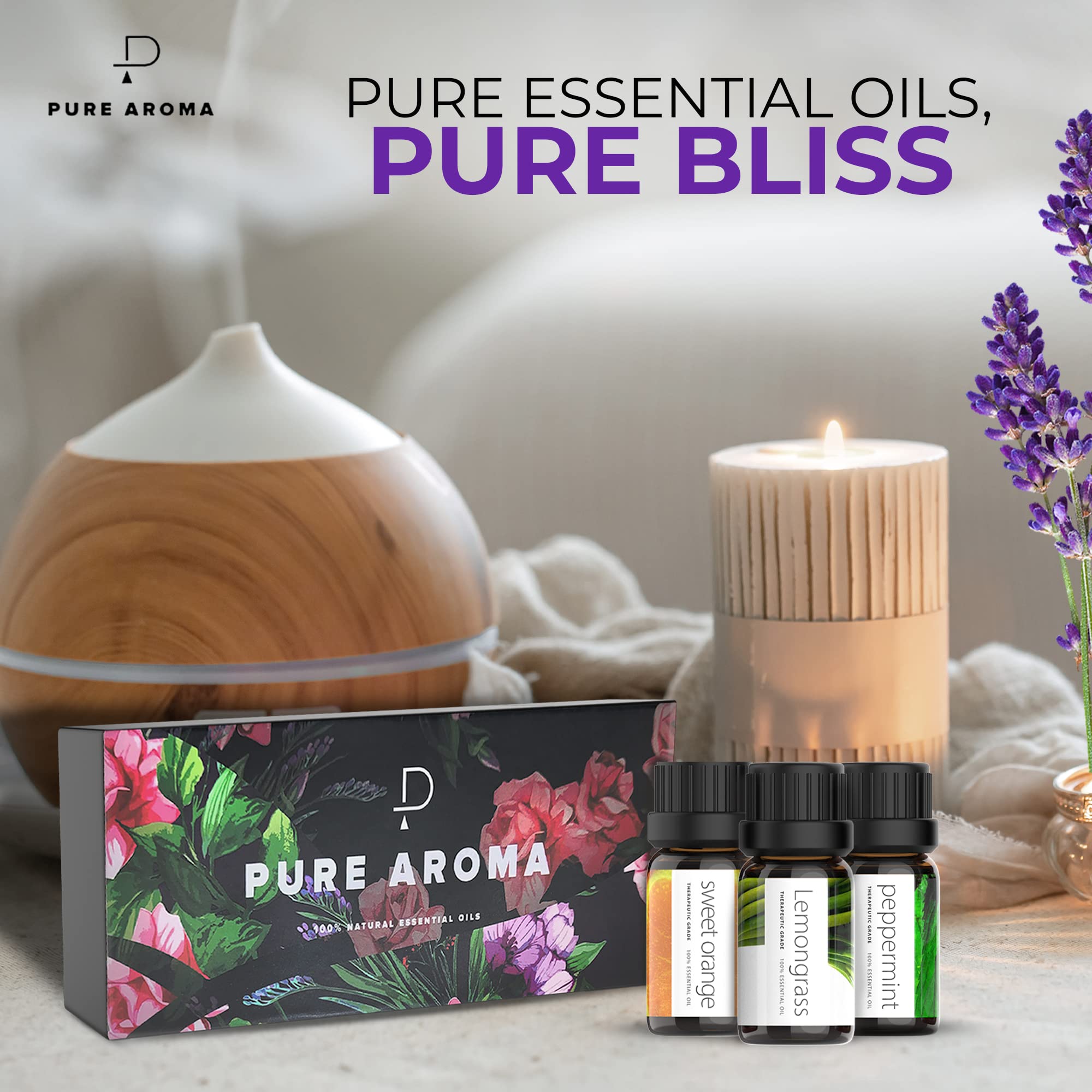 Essential Oils by PURE AROMA 100% Pure Oils kit- Top 6 Aromatherapy Oils Gift Set-6 Pack, 10ML Pure Aroma buy supplements canada