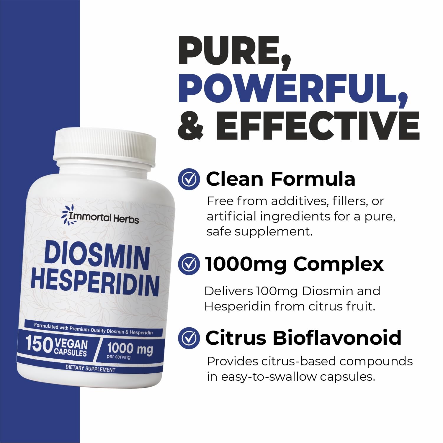 Immortal Herbs Diosmin Hesperidin 1000mg Complex, 150 Capsules, Citrus Bioflavonoids Rich Fruit Extract, 100% Vegetarian, Non-GMO & Gluten Free Diosmin Supplement with Max Strength Immortal Herbs buy supplements canada
