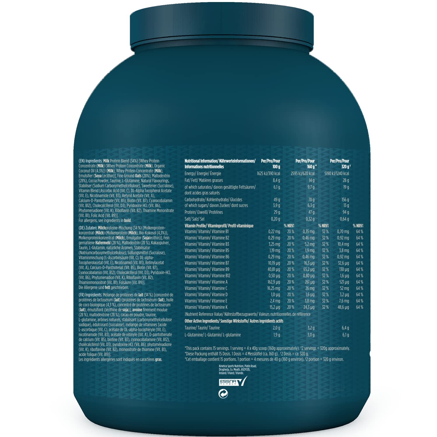 Kinetica OatGain Weight Gainer 600+ Calories & 47g Protein per Serving, 2.4 kg Kinetica buy supplements canada
