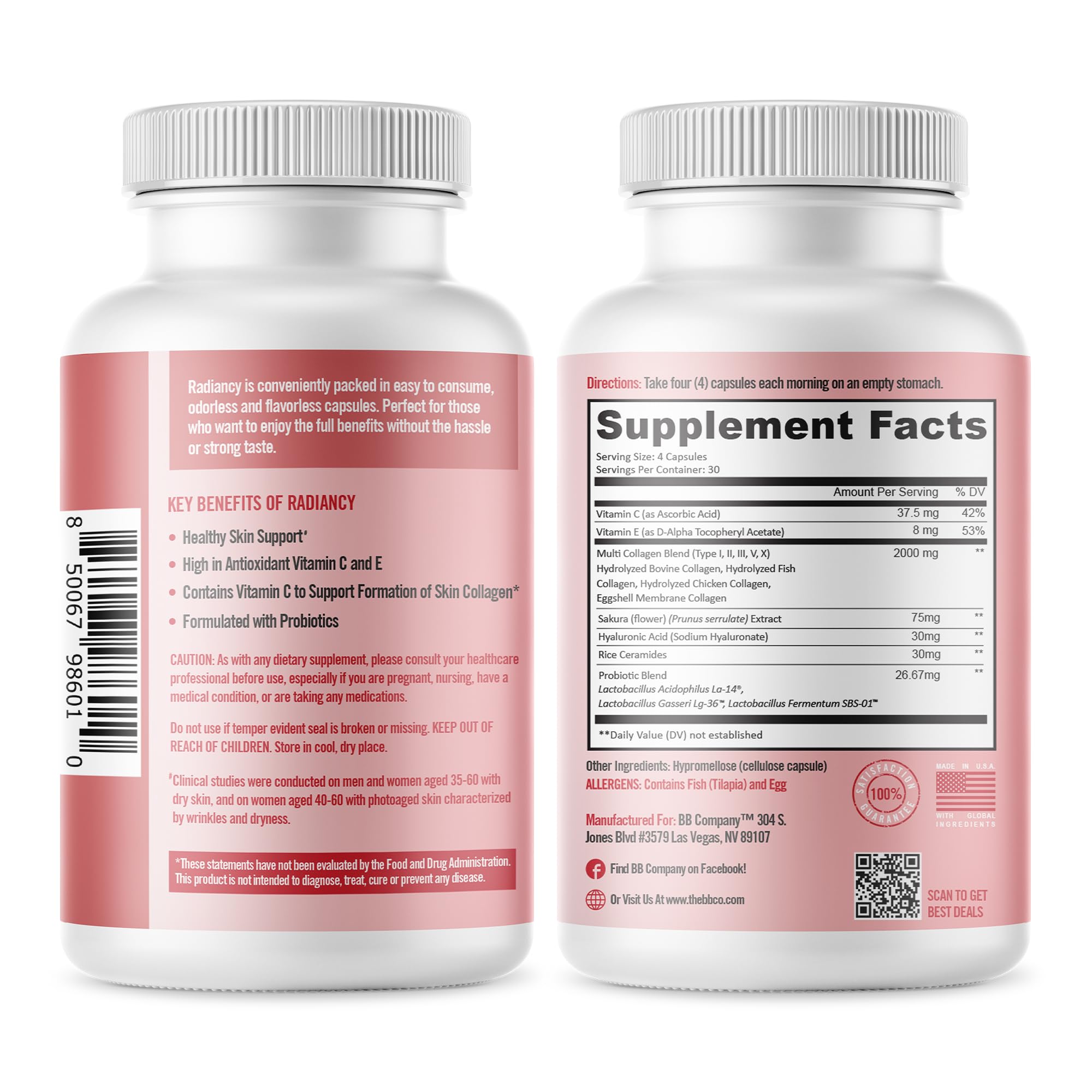 BB Company Radiancy | Vaginal Probiotics for Vaginal Dryness, pH Balance | Fights Itch, Odor | Anti-Aging | Hyaluronic Acid, Probiotics BB Company buy supplements canada