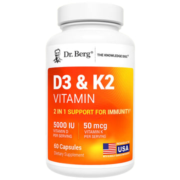 Dr. Berg Maximum Strength 2-in-1 Vitamin D3 K2 5,000 IU | Naturally Derived D3 | 4X Lab-Tested & Verified | High Absorption Formula Dr. Berg Nutritionals buy supplements canada