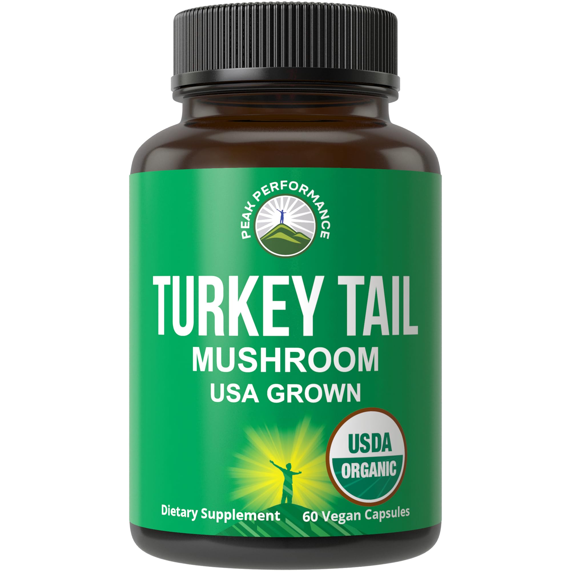 Peak Performance Organic Turkey Tail Capsules - USA Grown Made with Real Turkey Tail Mushroom. Immune System Support Naturally Harvested Mushroom Supplements for Immunity. Vegan Supplement Extract Peak Performance buy supplements canada