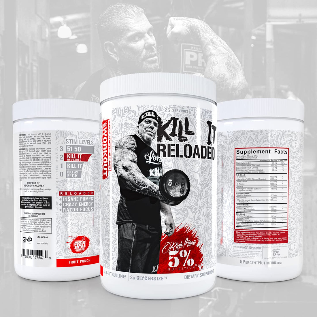 5% Nutrition Rich Piana Kill It Reloaded High Stim Pre-Workout | Ultra Energy, Focus 5% Nutrition buy supplements canada