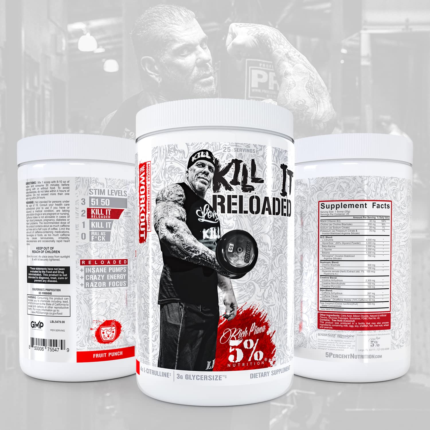 5% Nutrition Rich Piana Kill It Reloaded High Stim Pre-Workout | Ultra Energy, Focus 5% Nutrition buy supplements canada