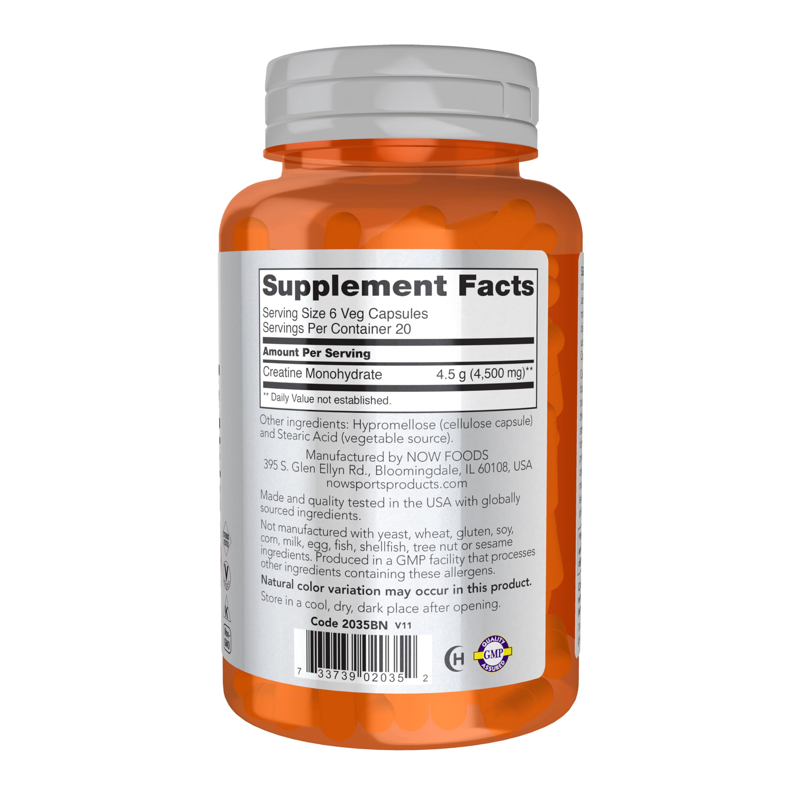 NOW Foods Sports Nutrition, Creatine Monohydrate 750 mg, Mass Building*/Energy Production*, 120 Veg Capsules NOW Foods buy supplements canada