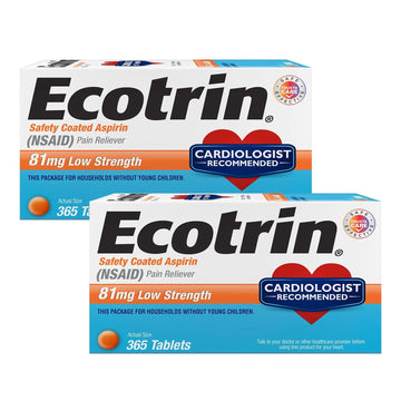 Ecotrin Low Strength Safety Coated Aspirin | NSAID | 81mg | 365 Tablets (2 Pack) Ecotrin buy supplements canada