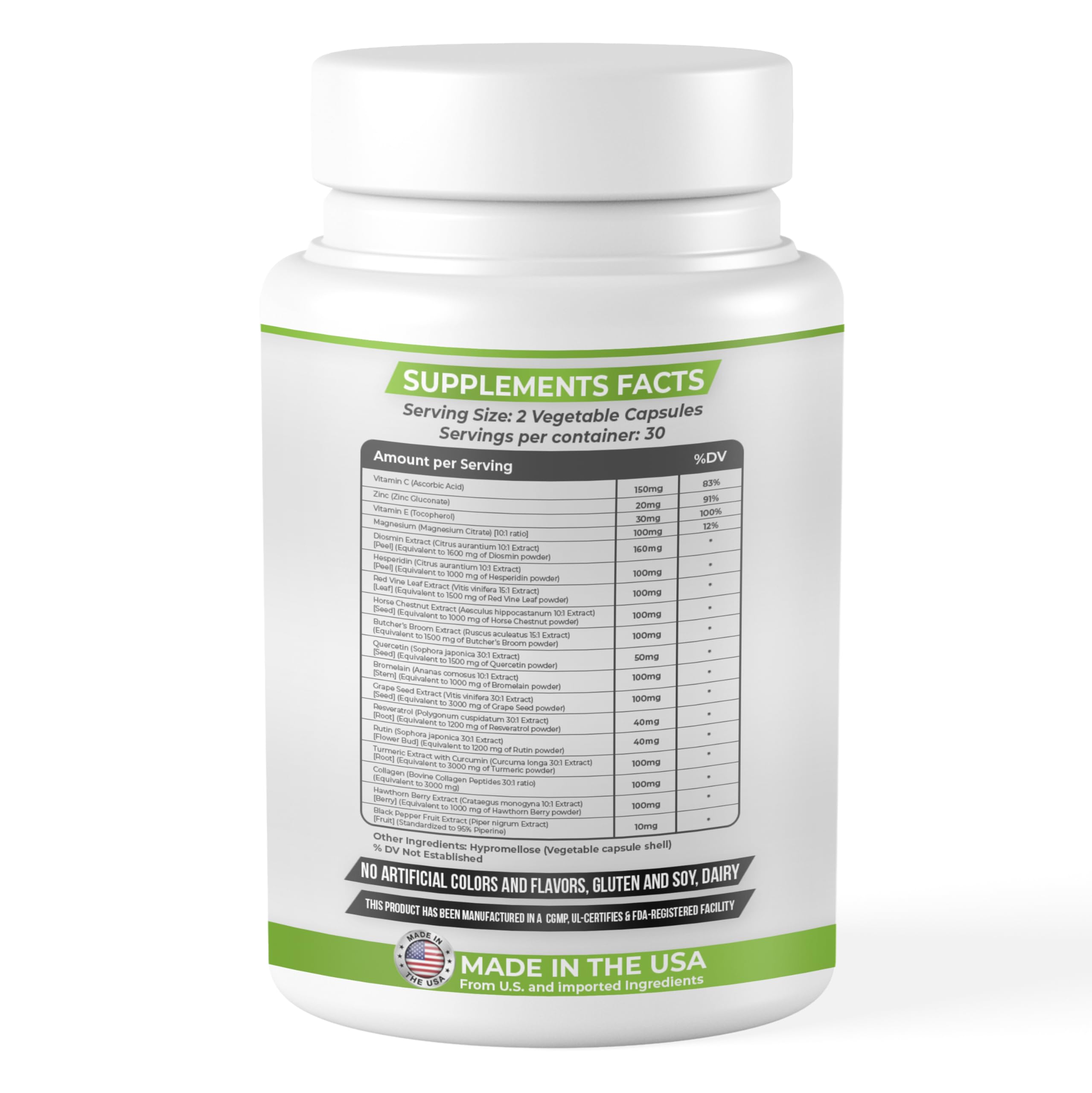 Dash of Vigor 18-in-1 Diosmin Hesperidin Supplement, Quercetin with Bromelain, Zinc, Vitamin C with Rutin Supplement, Horse Chestnut Extract, Butcher's Broom Extract, USA, 60 Capsules DASH OF VIGOR DOFV buy supplements canada