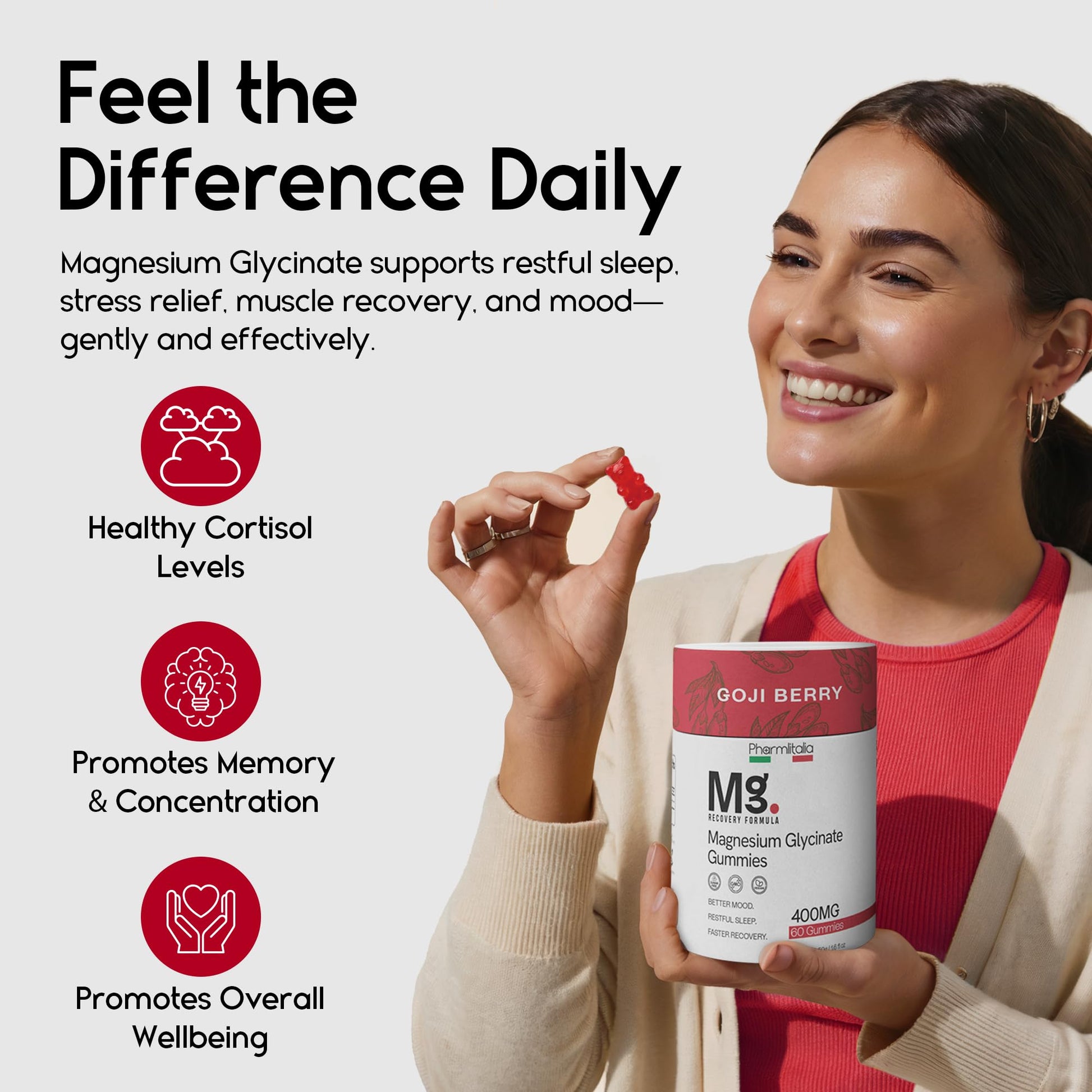 Magnesium Glycinate Gummies 400mg - Sleep Gummies for Kids & Adults - Magnesium Glycinate Chewable High Absorption for Muscle Recovery, Better Sleep & Relaxation (Gojiberry) Pharmlitalia buy supplements canada
