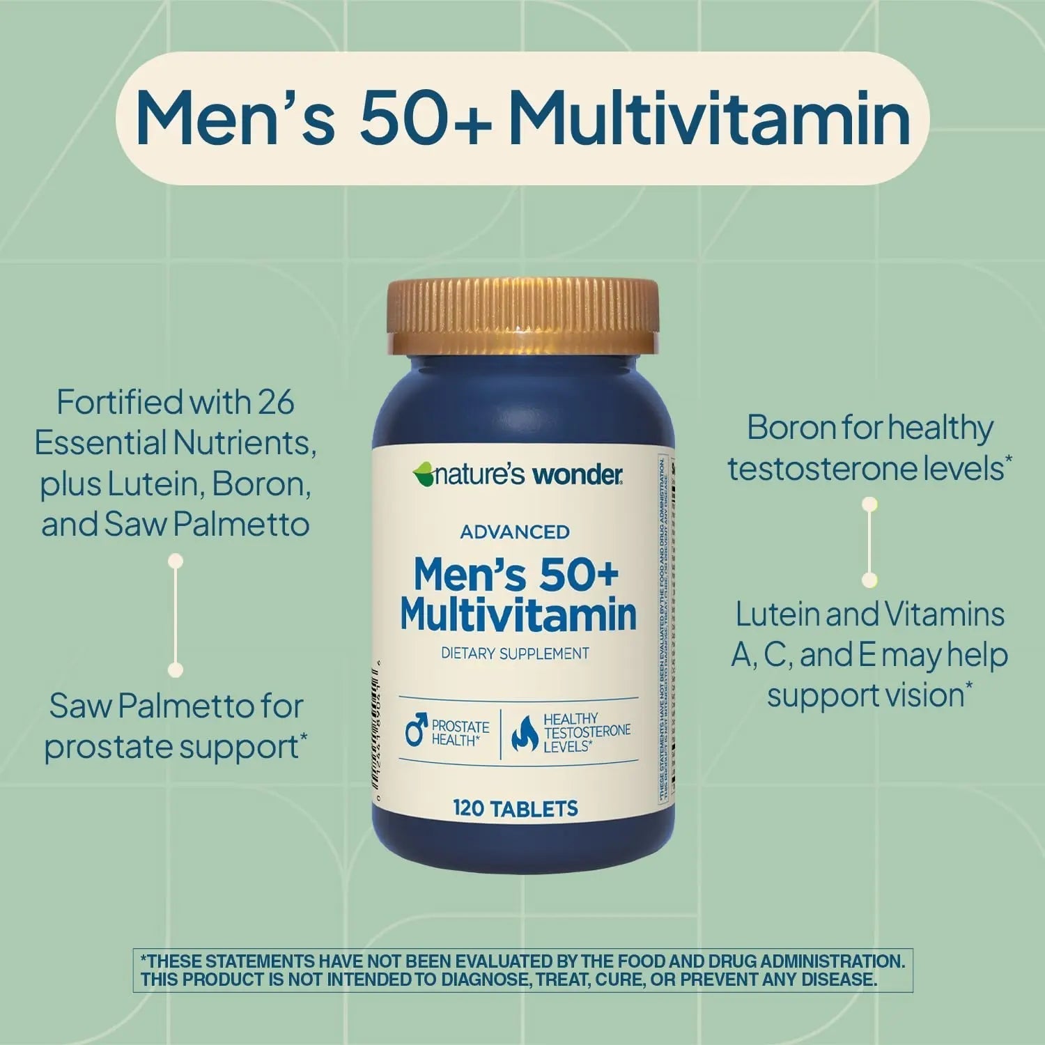 Nature's Wonder Advanced Men's 50+ Multivitamin/Multimineral Supplement with Vitamin D3 and B Vitamins 120 Tablets, 120 Day Supply Nature's Wonder buy supplements canada