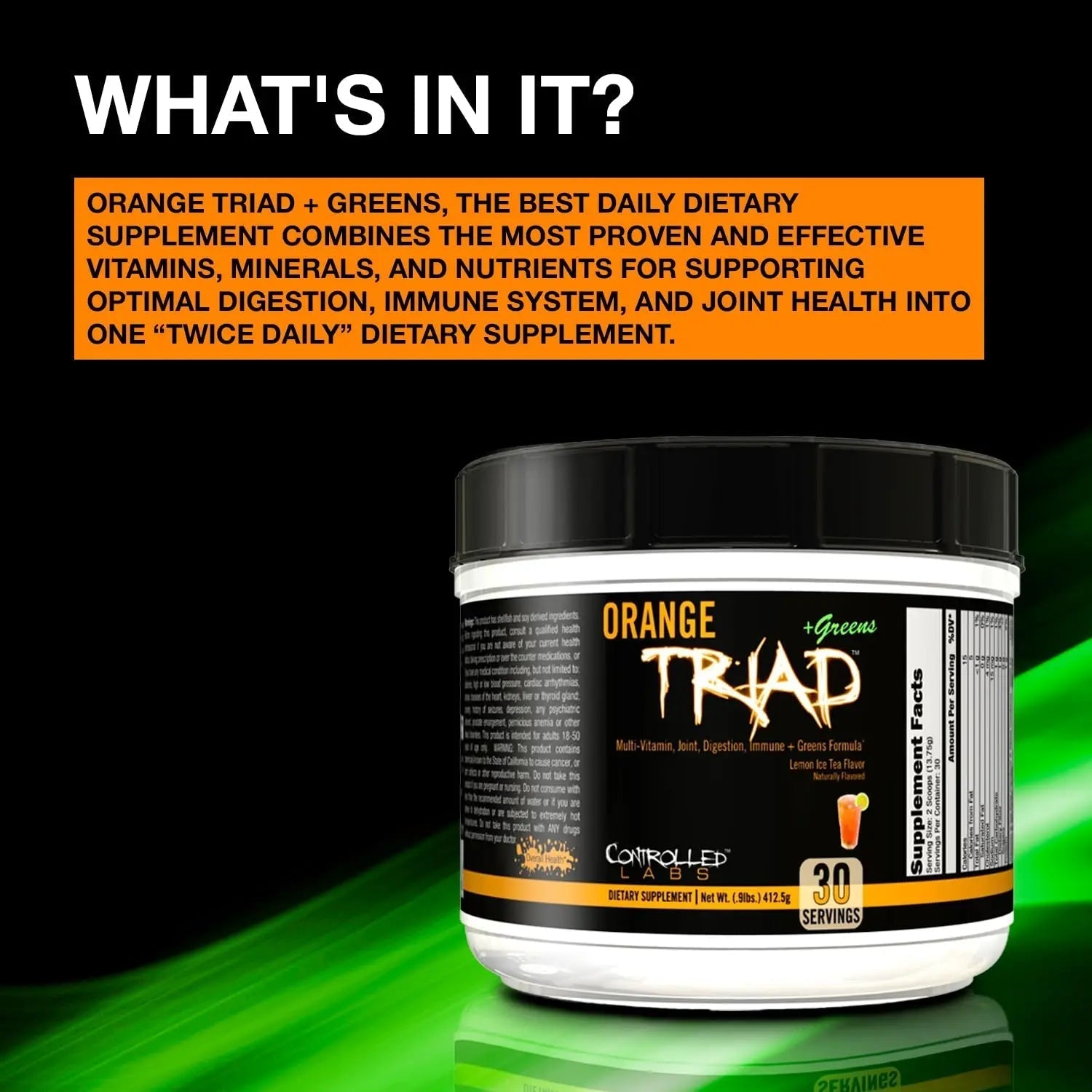 CONTROLLED LABS Orange Triad Plus Greens for Men and Women, 30 Servings Iron Free Sports Supplement for Overall Health CONTROLLED LABS buy supplements canada