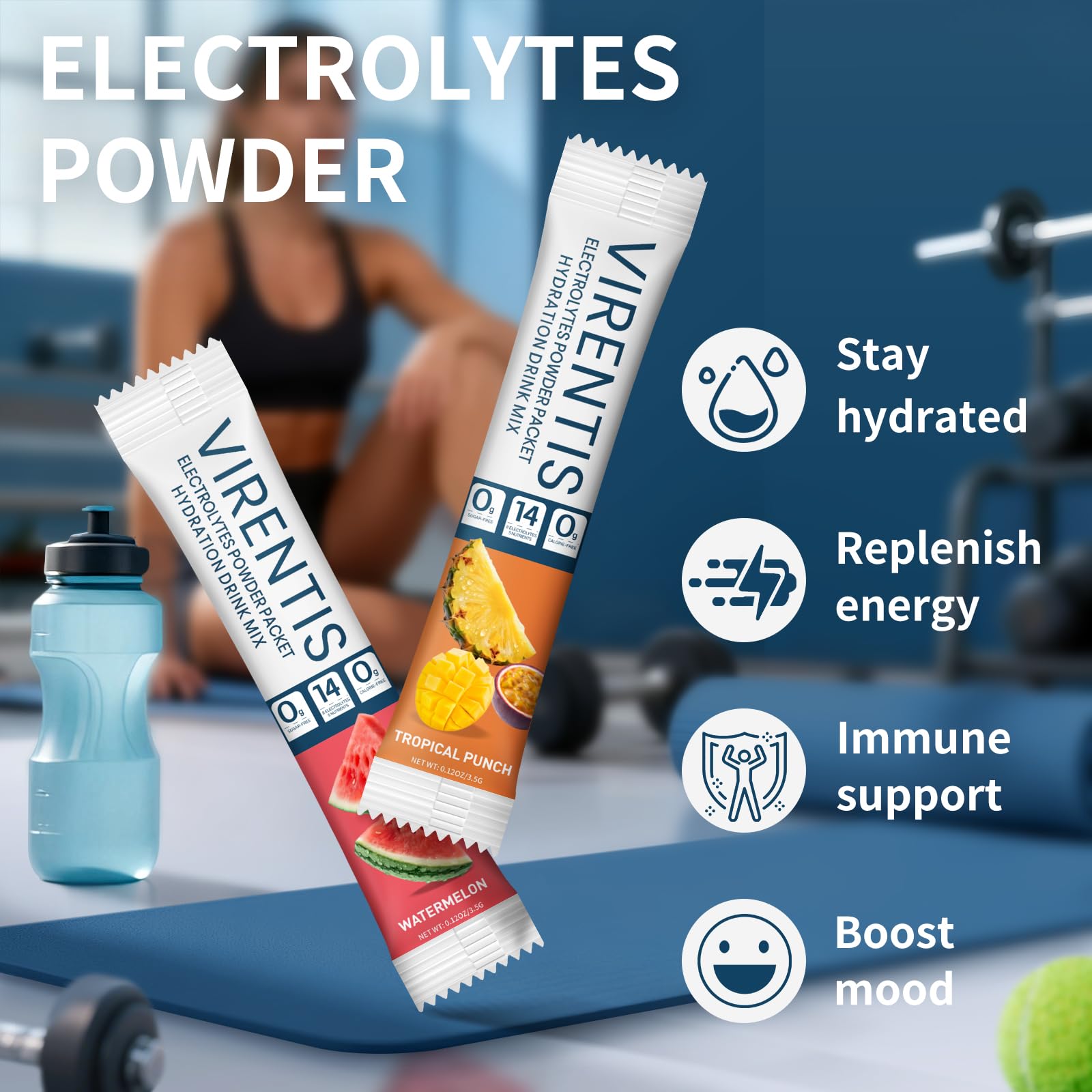 VIRENTIS 16 Sticks Electrolytes Powder Packets Sugar Free Hydration Packets, 8 Flavors Liquid Daily IV Electrolyte Drink Mix for Rehydration VIRENTIS buy supplements canada