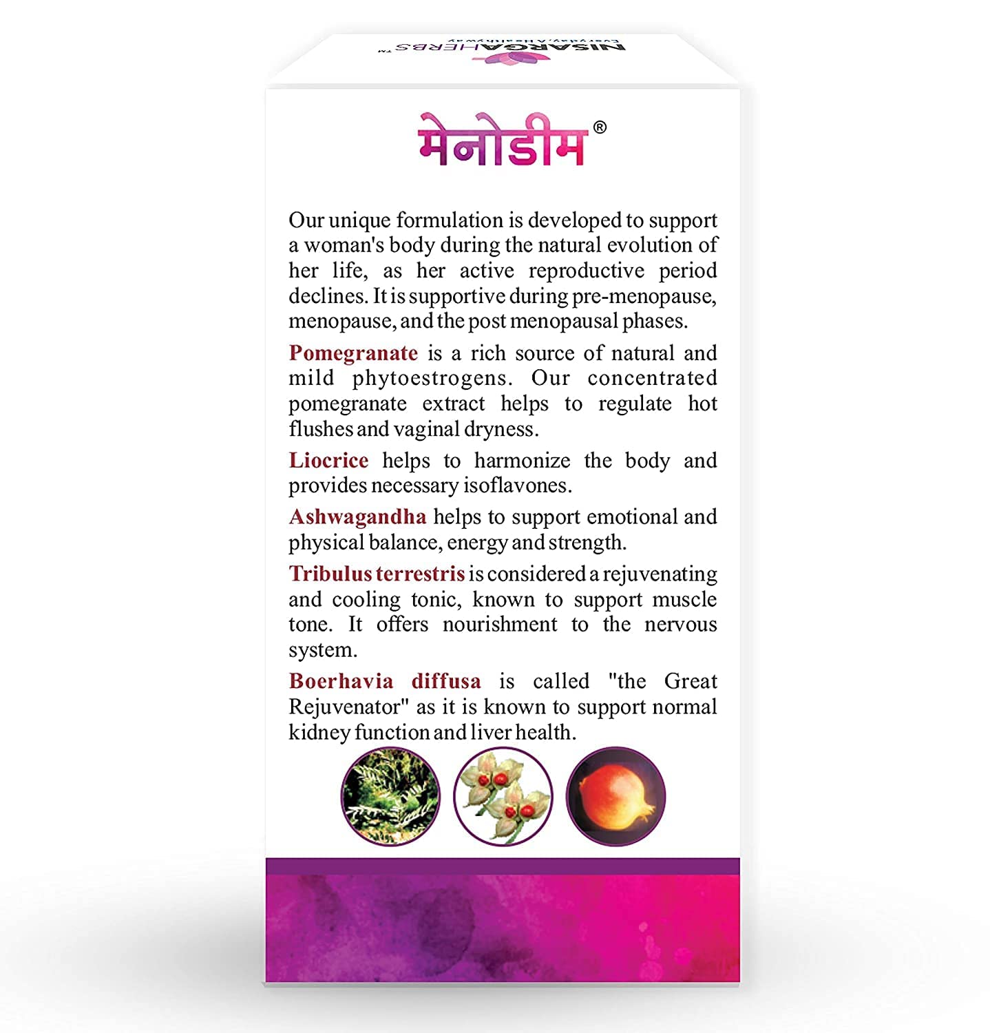 pub Nisarga Herbs Menodim, for Pre-Menopause Relief, Fatigue & Functional Imbalance Support PUB buy supplements canada