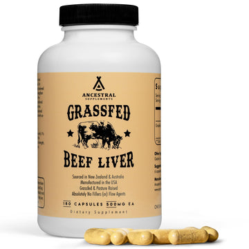 Ancestral Supplements Grass Fed Beef Liver 180 Capsules, Supports Energy Production, Detoxification, Digestion, Immunity and Full Body Wellness Ancestral Supplements buy supplements canada