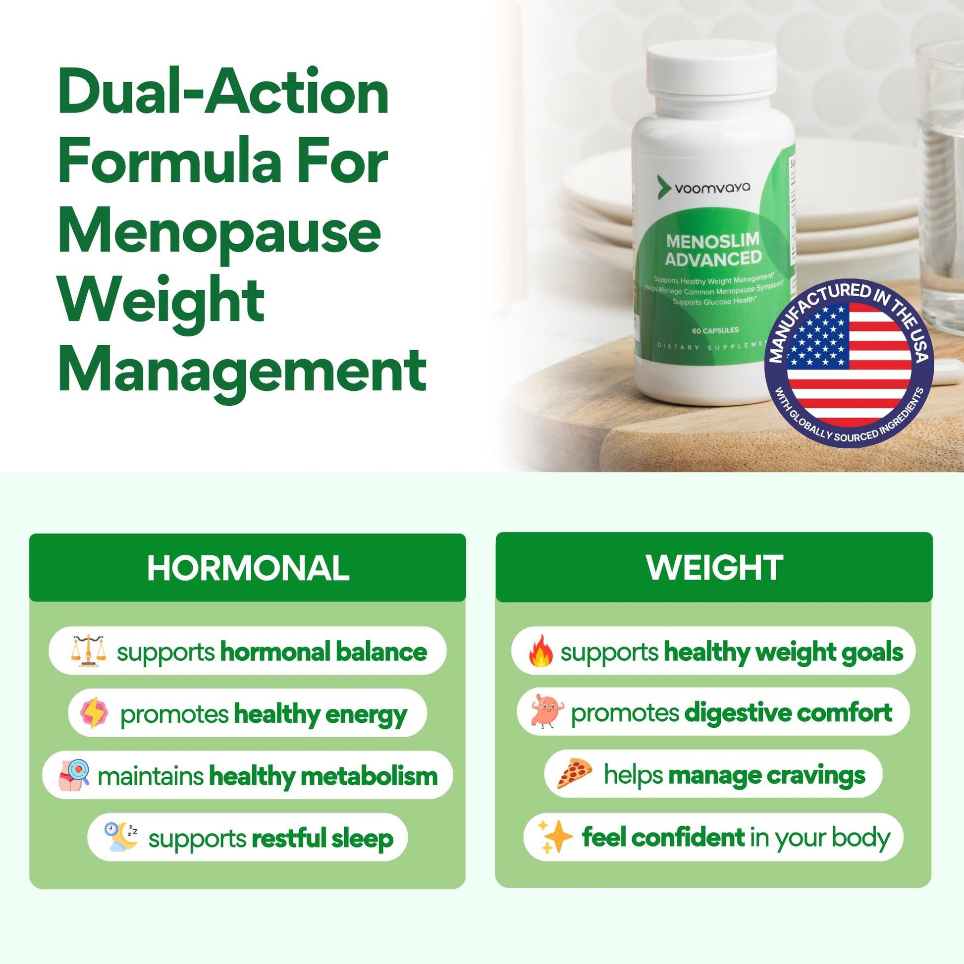 VoomVaya MenoSlim Advanced Menopause Weight Loss for Women – Menopause & Perimenopause Supplement for Women – Supports Healthy Metabolism & Overall Wellness – 60 Capsules VoomVaya buy supplements canada