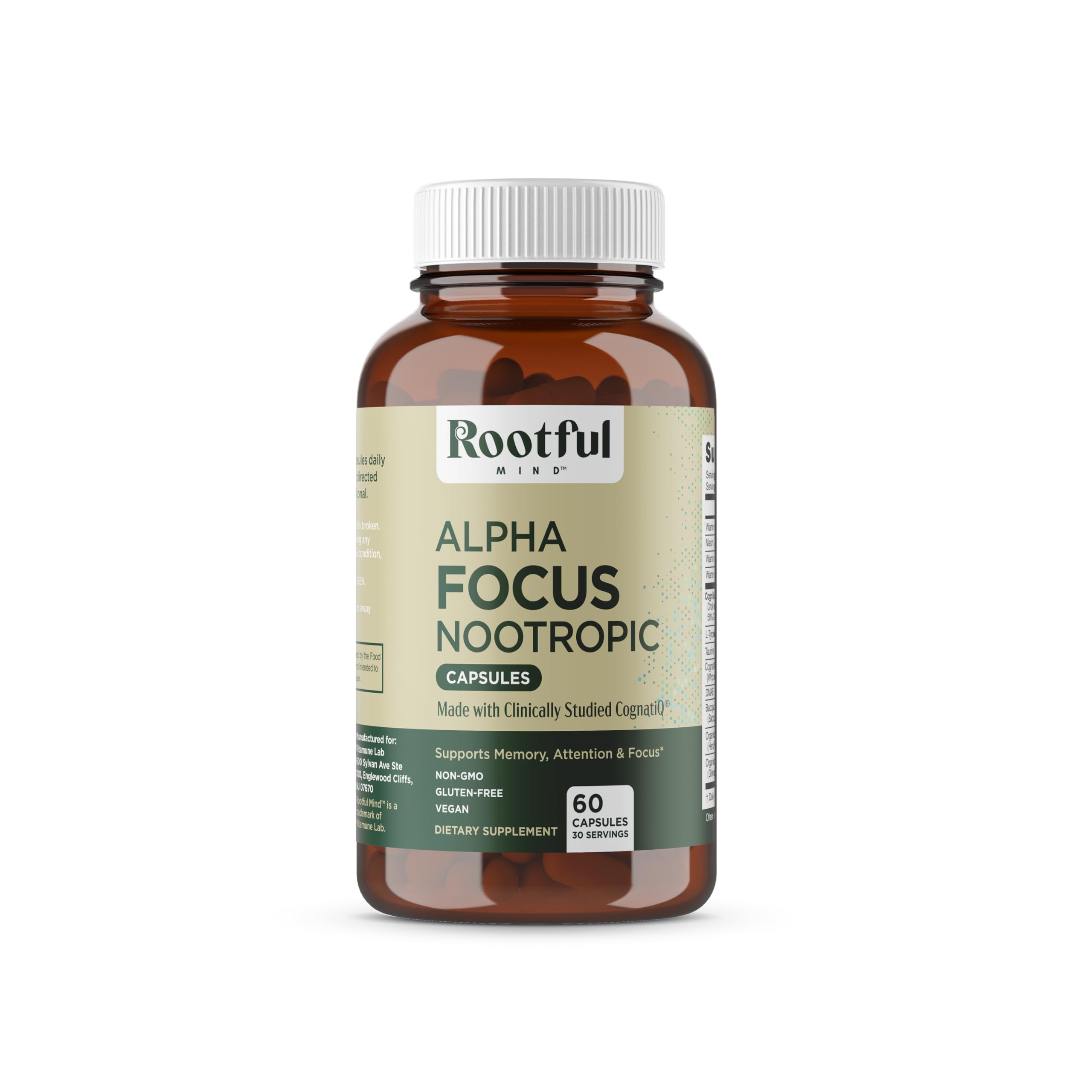 Rootful Mind Alpha Focus Nootropic - Memory and Focus Brain Booster Supplement with Choline, Citicoline, GPC, L-Tyrosine, Bacopa Monnieri, DMAE, Gingko Biloba, Lion's Mane, Niacinamide - 60 Capsules Rootful Mind buy supplements canada