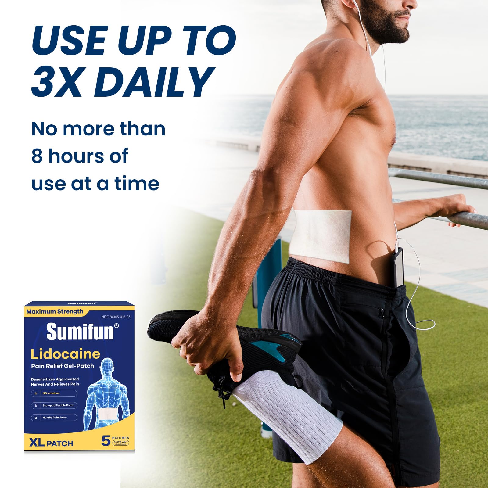 Sumifun XL Lidocaine Patches for Pain Relief, 4% Lidocaine Maximum Strength OTC, Extra Large 4.72"x7.87" for Full Back Pain Patches & Large Areas, 5 Count Sumifun buy supplements canada
