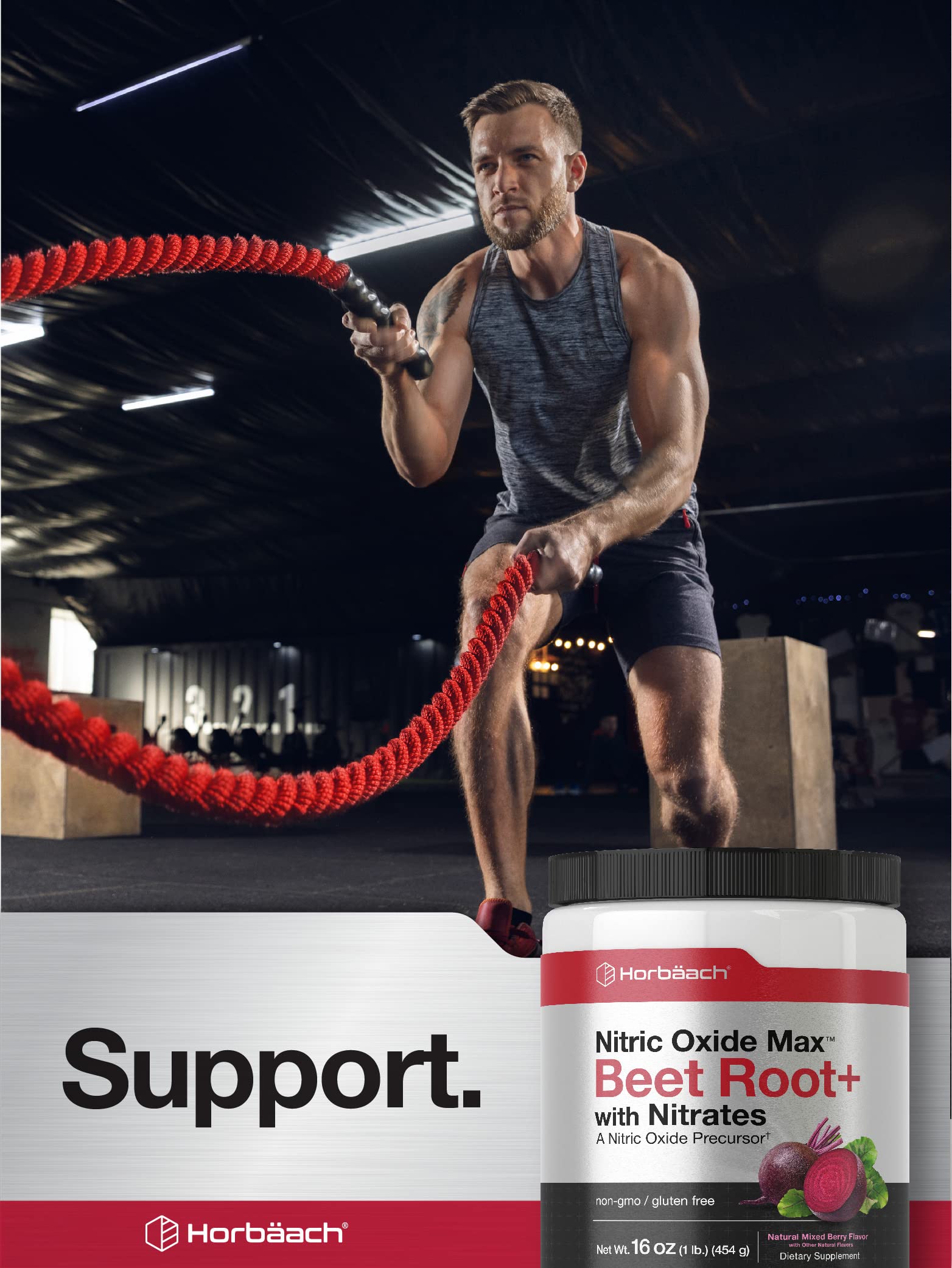 Nitric Oxide Beet Root Powder | 16 oz (454g) | Natural Mixed Berry Flavor | with Nitrates Horbäach buy supplements canada