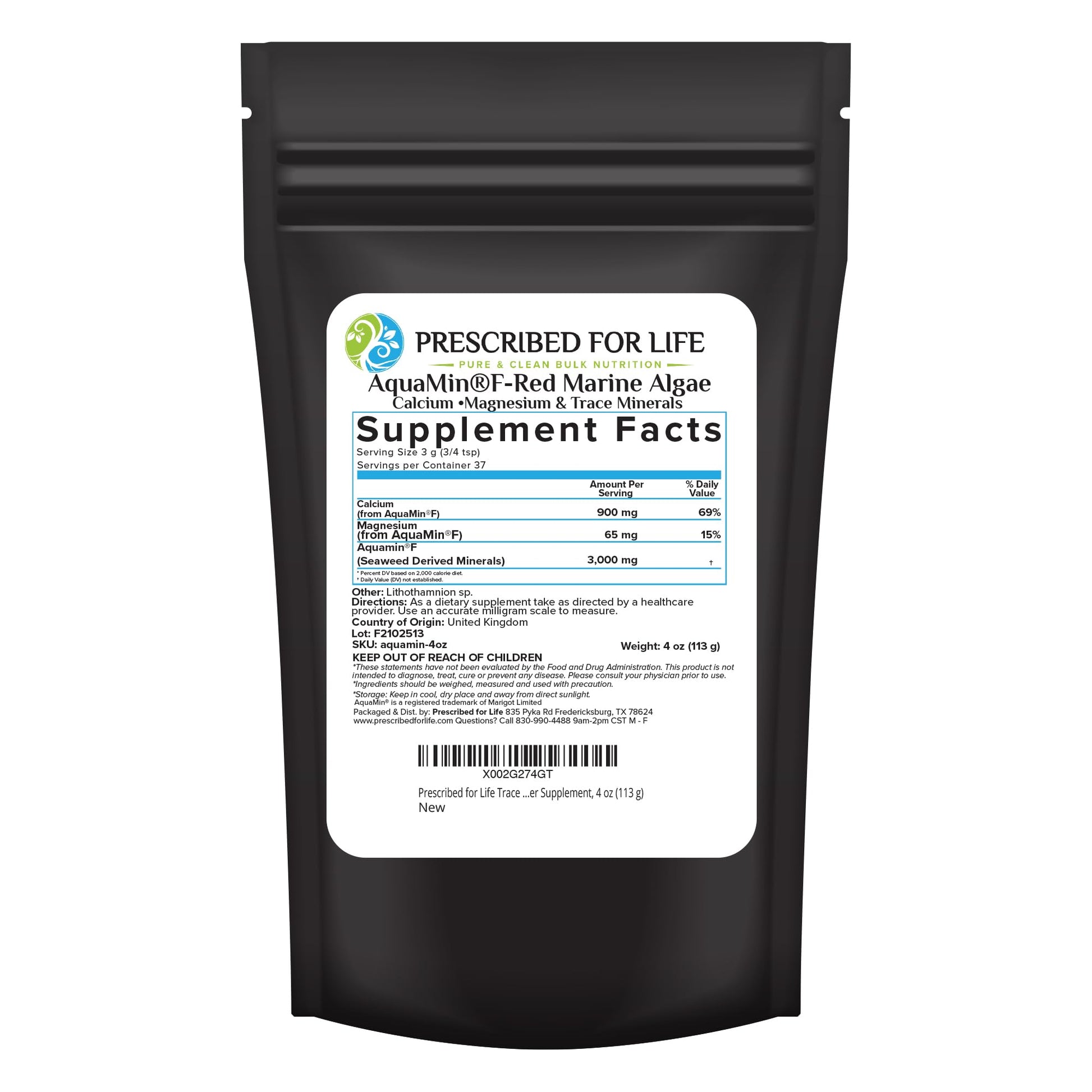 Prescribed for Life Aquamin Powder, Red Marine Algae Supplements, Rich in Plant Based Calcium & Magnesium, 72 Trace Minerals, Non GMO (113g) Prescribed For Life buy supplements canada