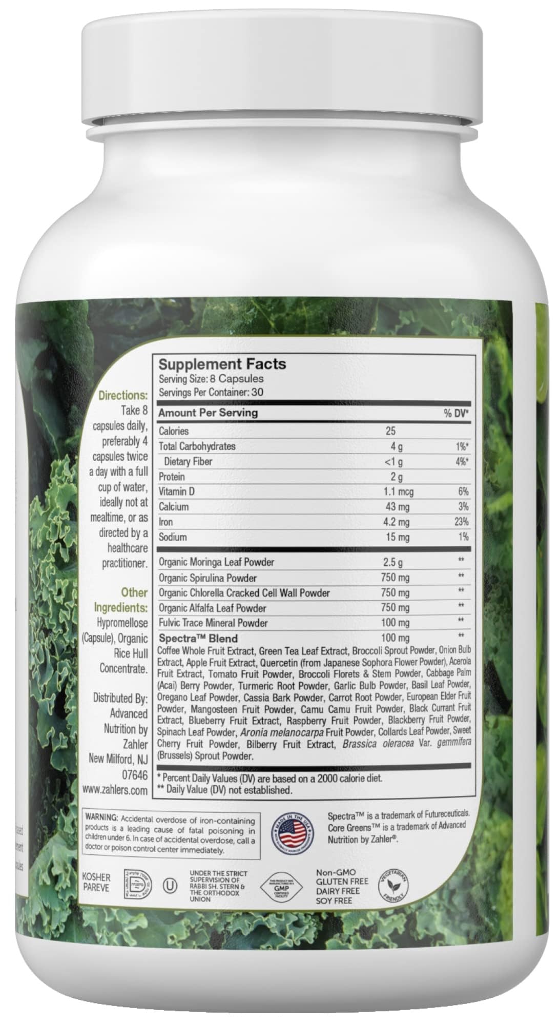 Zahler Core Greens, Superfood Greens Capsules, Super Greens with Spirulina, Chlorella, Spectra Blend and More, Kosher, 240 Capsule (240 Capsules) Zahler buy supplements canada