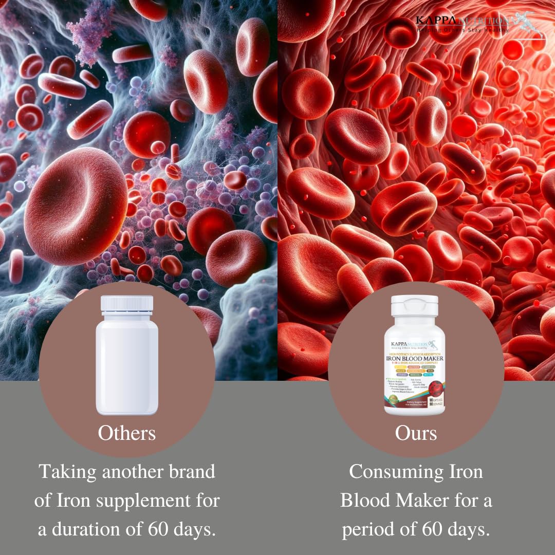 KAPPA NUTRITION Iron 26mg, Vitamin C & Orange 150mg, Folate 667mcg DFE, Vitamin B12, Beetroot, Brewers Yeast, Broccoli & MCT Oil 9 in 1 Advanced Complex (90 Capsules) KAPPA NUTRITION buy supplements canada
