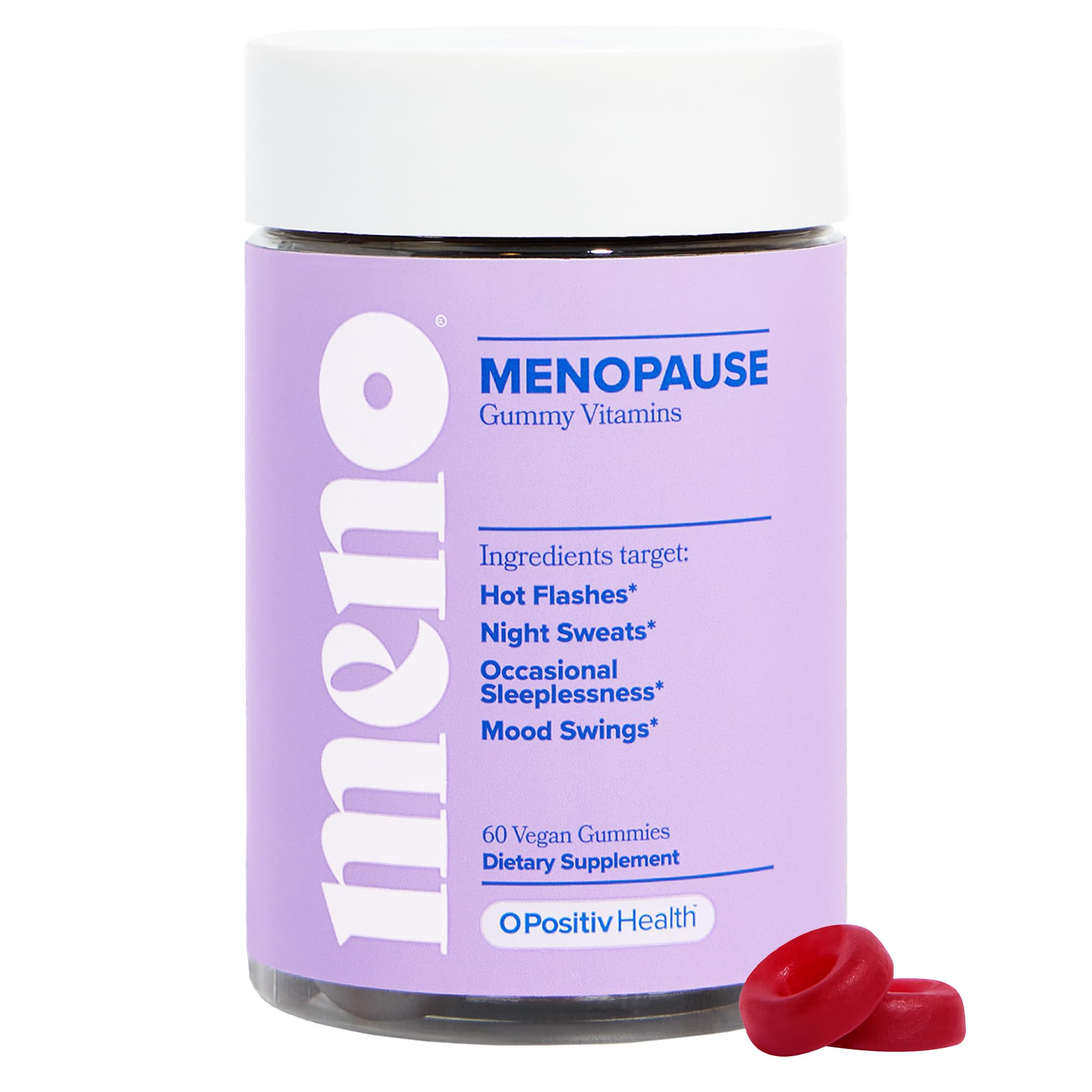 O Positiv MENO Gummies for Menopause, 30 Servings (Pack of 1) - Hormone-Free Supplements for Women with Black Cohosh & Ashwagandha KSM-66 - Helps Alleviate Hot Flashes, Night Sweats, & Mood Swings O Positiv buy supplements canada