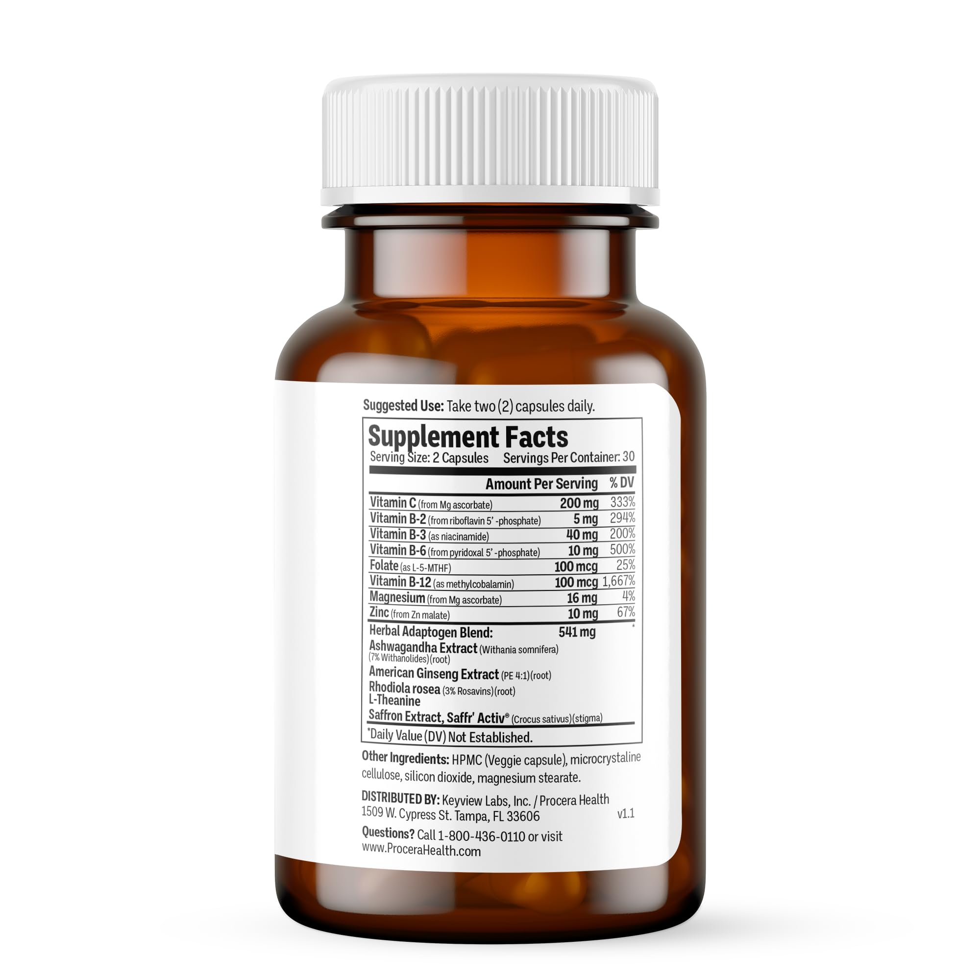 Procera Mood Support - Boost Mental Performance - Clarity - Mood Stability - Stress - Anxiousness - Mental Fatigue - Adaptogens - Saffron - Magnesium - Ashwagandha - Rhodiola - 60 Count Procera buy supplements canada