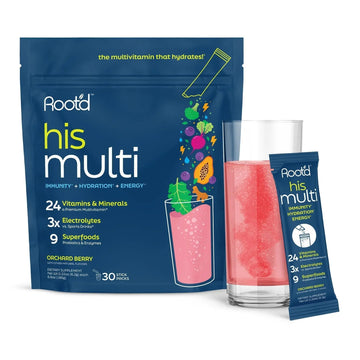 Root'd Multivitamin Powder for Men - 24 Vitamins & Minerals with 3X Electrolytes, 9 Organic Superfoods, Probiotics & Enzymes Root'd buy supplements canada