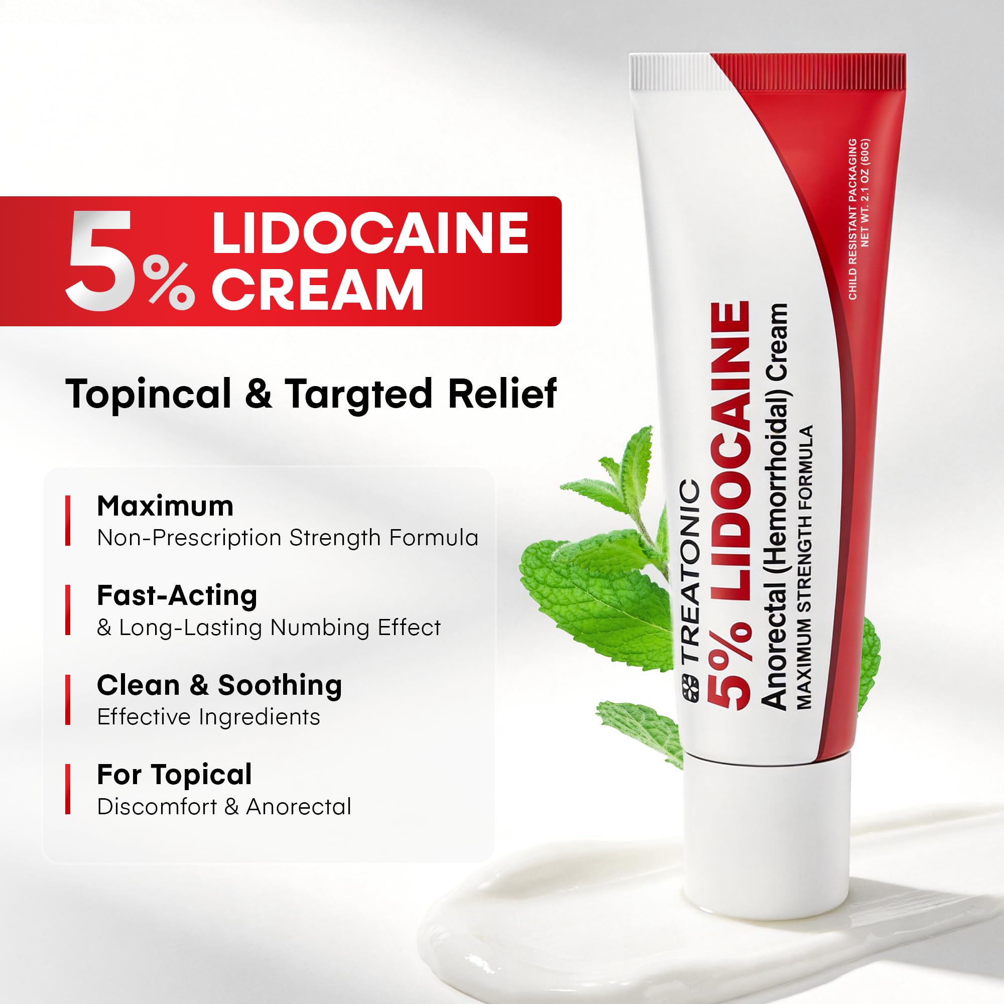 Treatonic 5% Lidocaine Numbing Cream: Lidocaine Cream for Pain Relief, Itching, Burning, Soreness, Hemorrhoid - Maximum Strength Topical Numb Cream - Fast Acting & Long Lasting Numbing Cream- 2.1 oz Treatonic buy supplements canada