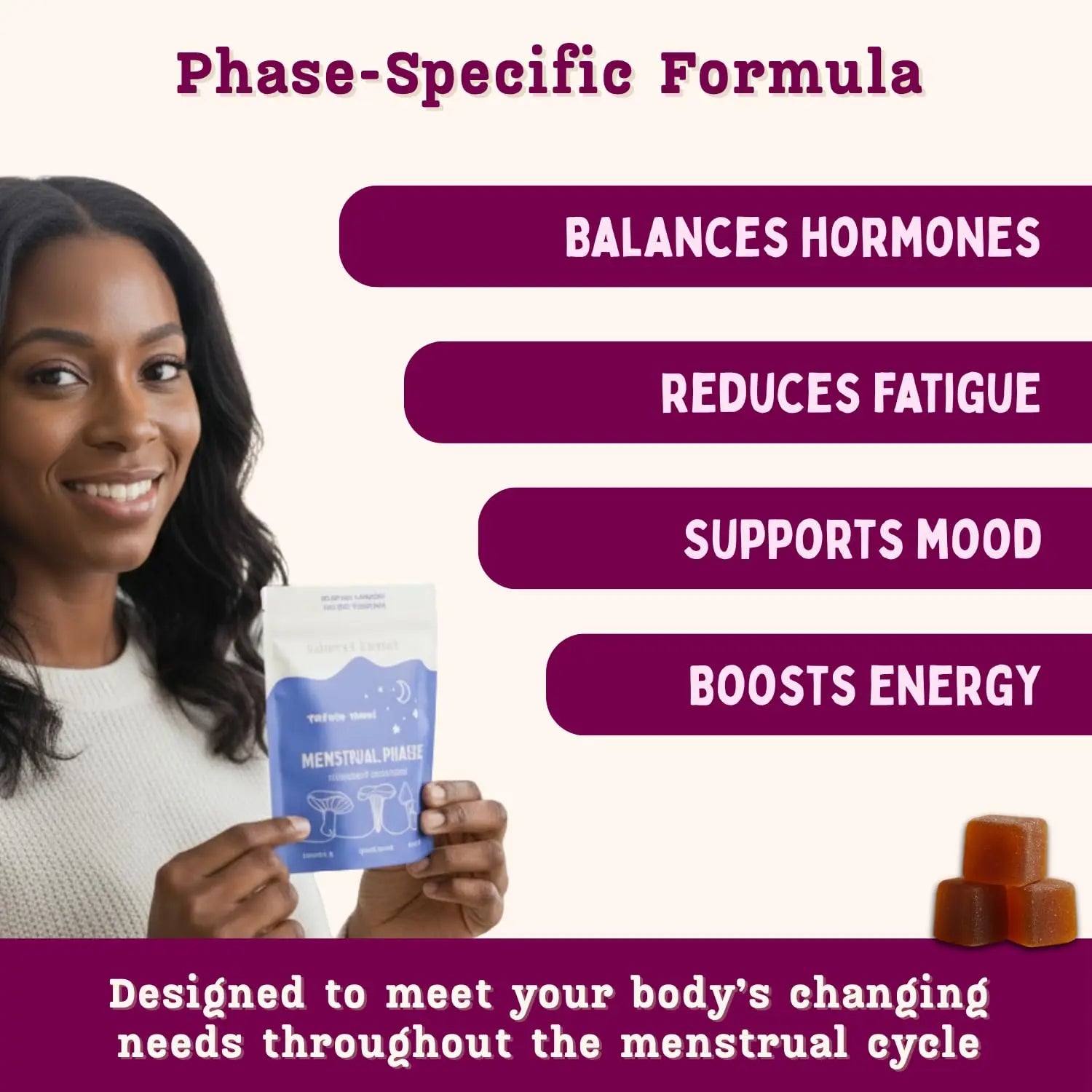 Period ovulatory & PMS Support Supplement for Women – Hormone Balance + 4-Phase Menstrual Cycle Kit | Vegan Functional Mushroom Gummies by Baker’s Botanics (Pack of 6)(30 Gummies) Baker's Botanics buy supplements canada