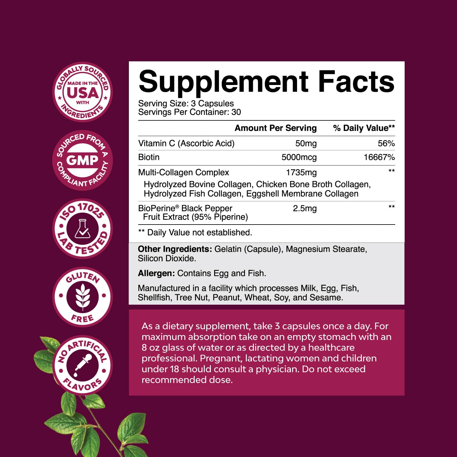 Advanced Multi Collagen Complex - Ageless Multi Collagen Peptides Supplements with Type 1 2 3 5 & X & Biotin for Hair, Skin and Nails Vitamins - Biotin Supplements for Women & Men - 90 Count Natures Craft buy supplements canada