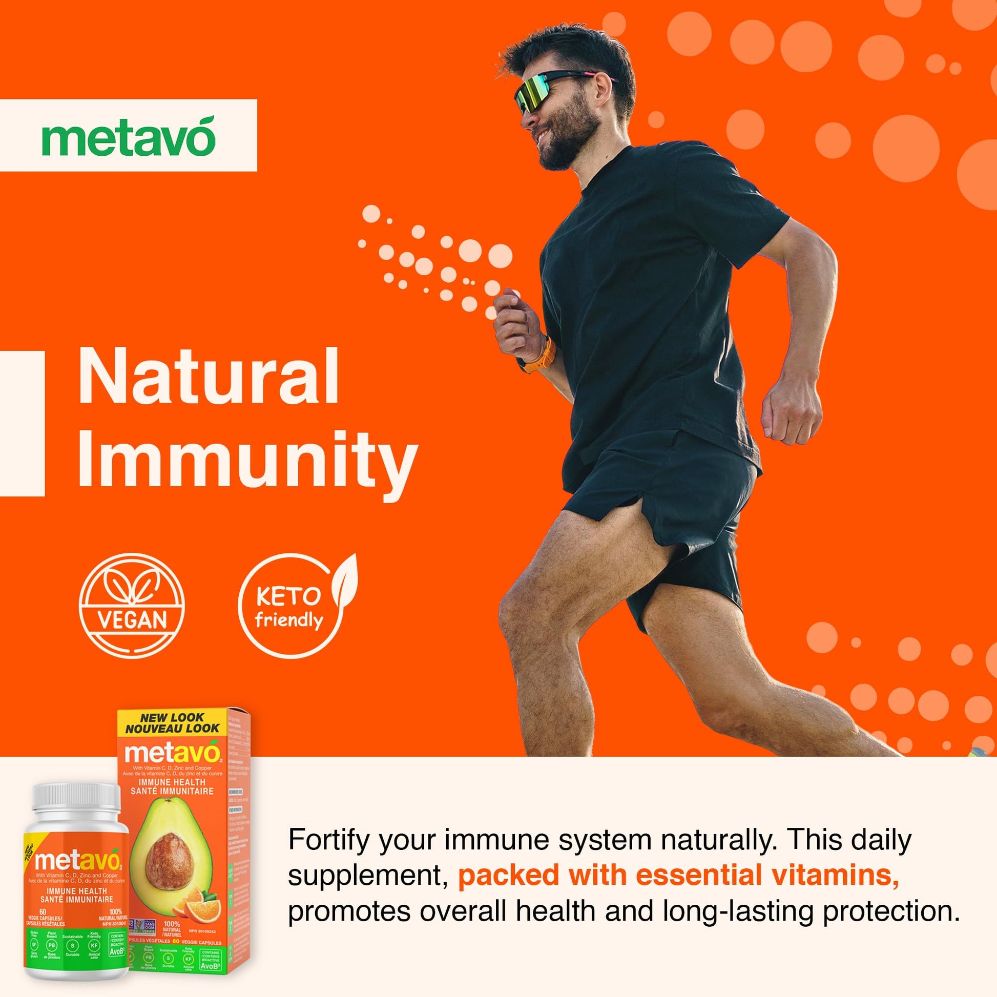Metavo Immune Health - Natural Immune Support Supplement, Essential Zinc Supplements for Men & Women Enriched with Vitamin C, D & Copper, 60 Vegan Capsules, 30 Servings Metavo buy supplements canada