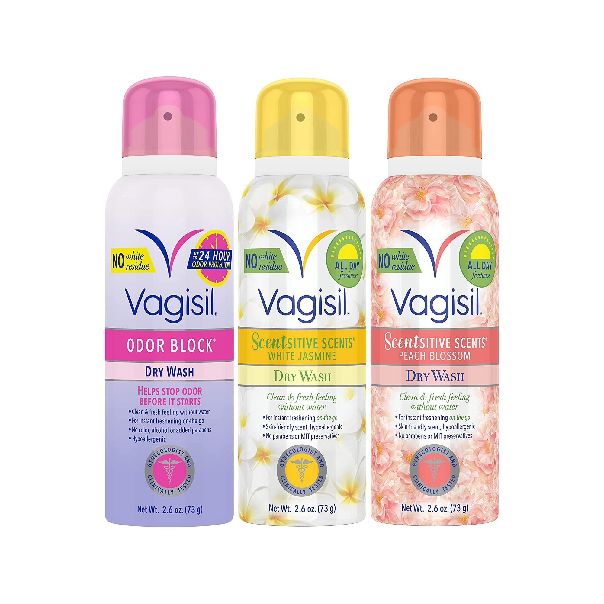 Vagisil Feminine Dry Wash Deodorant Spray for Women, Gynecologist Tested, Paraben Free, 3 Scent Vagisil buy supplements canada