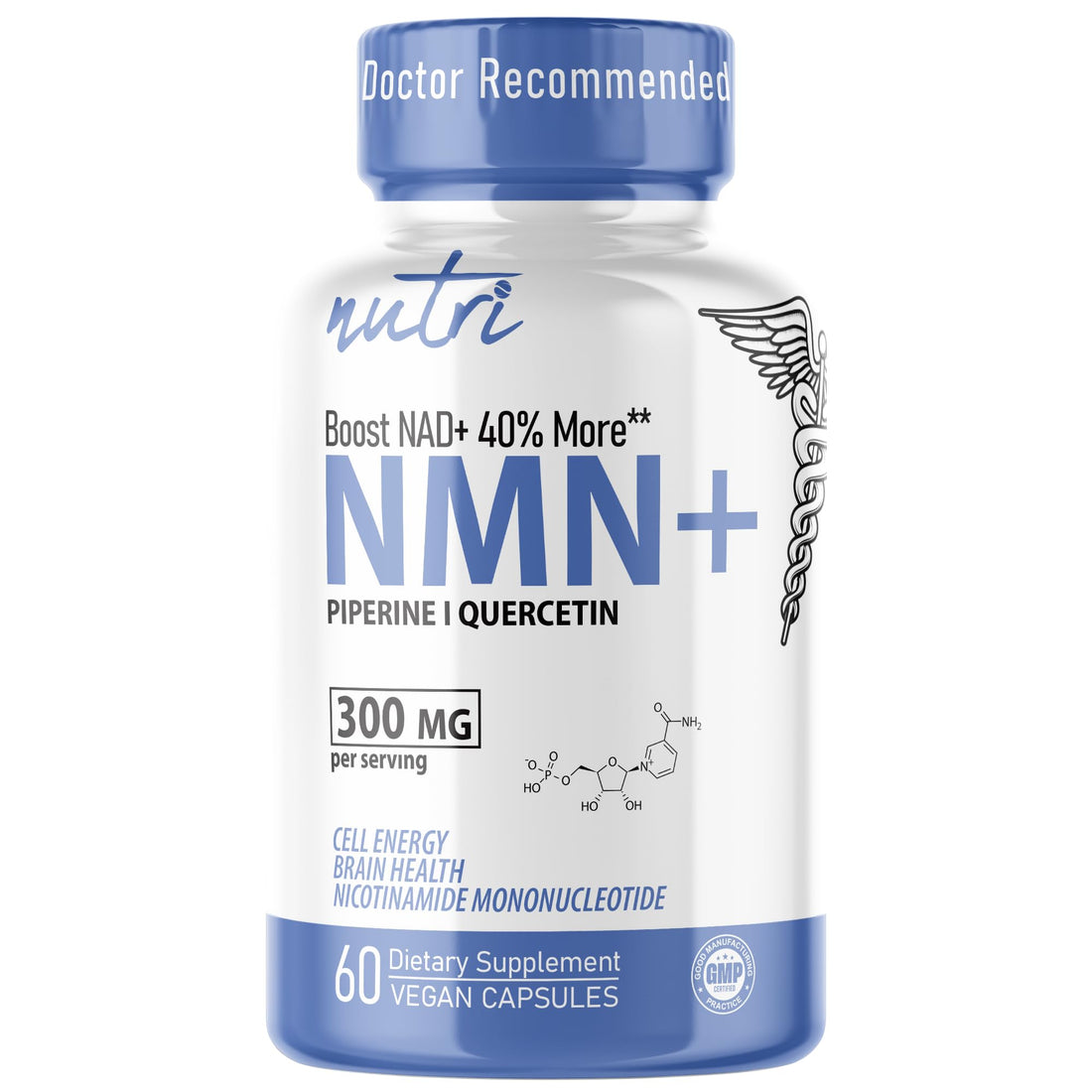 NMN Supplement 300mg NAD Supplement - Nutri Ultra High Absorption Stabilized NMN Nicotinamide Mononucleotide, 40% More NAD+ with Quercetin Phytosome & Black Pepper - mnm supplement (60 Capsules) Nature's Fusions buy supplements canada