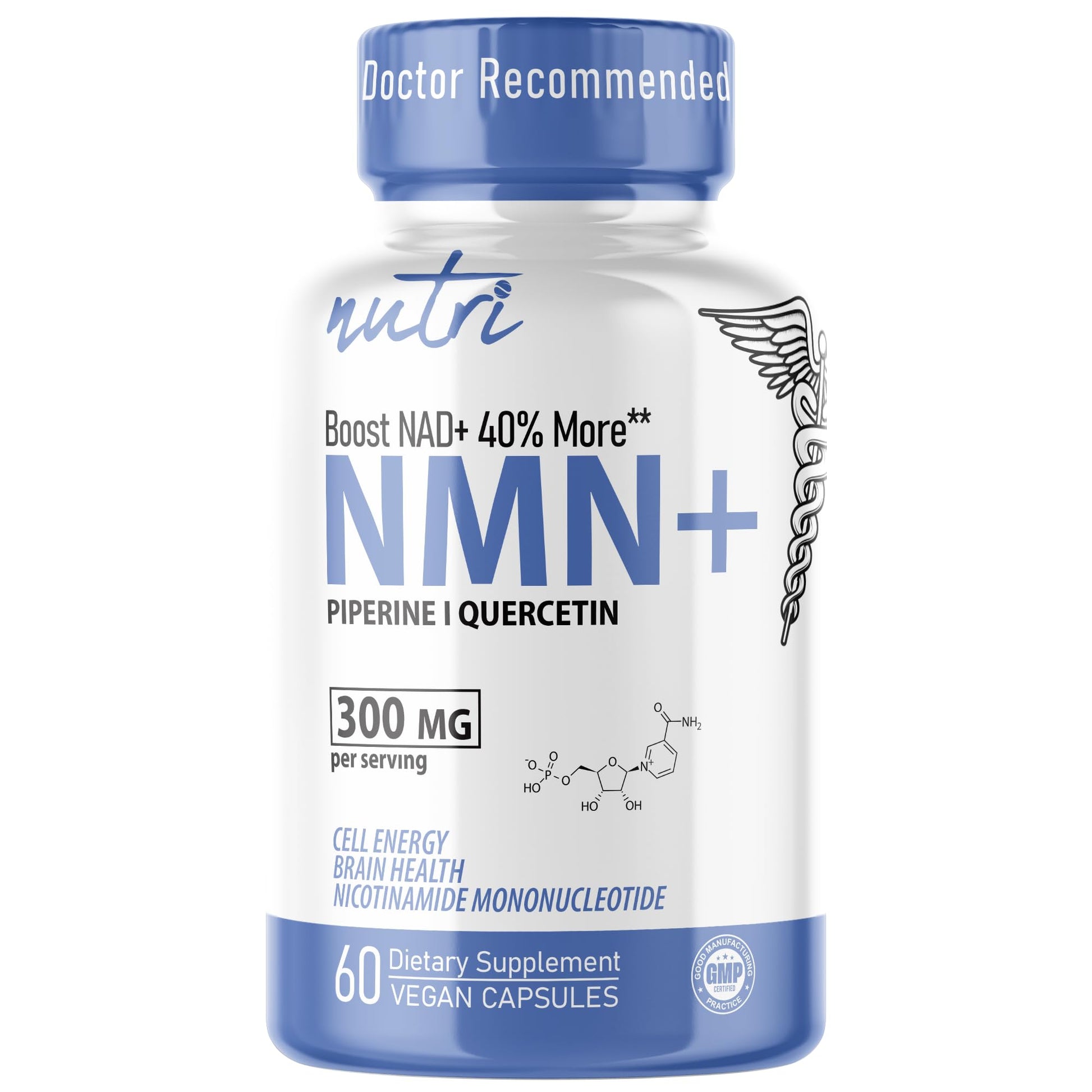 NMN Supplement 300mg NAD Supplement - Nutri Ultra High Absorption Stabilized NMN Nicotinamide Mononucleotide, 40% More NAD+ with Quercetin Phytosome & Black Pepper - mnm supplement (60 Capsules) Nature's Fusions buy supplements canada