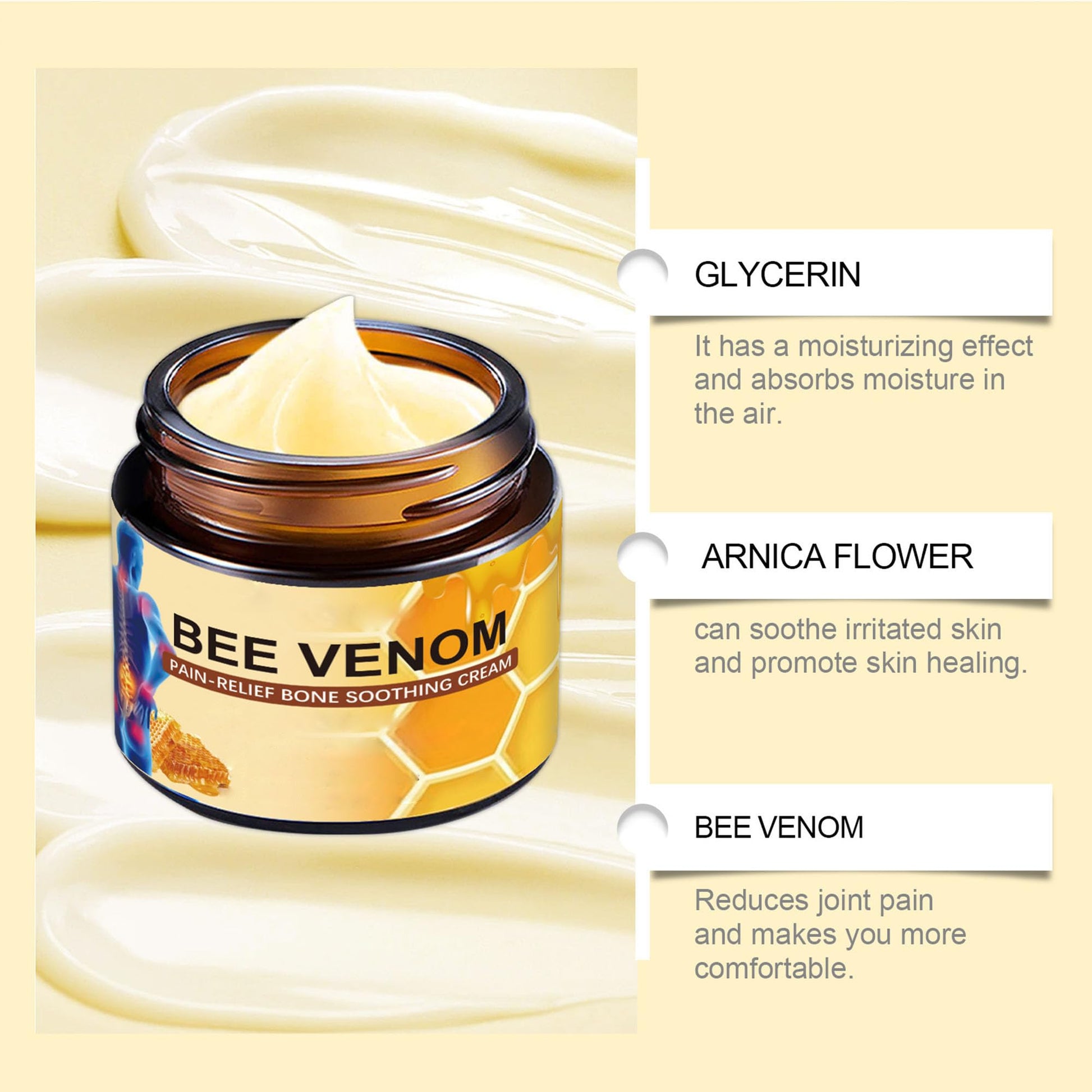 Liwoci Bee Venom Cream-Suitable for Neck, Waist, Back, Hands, Feet and Leg Joint Pain Care Liwoci buy supplements canada