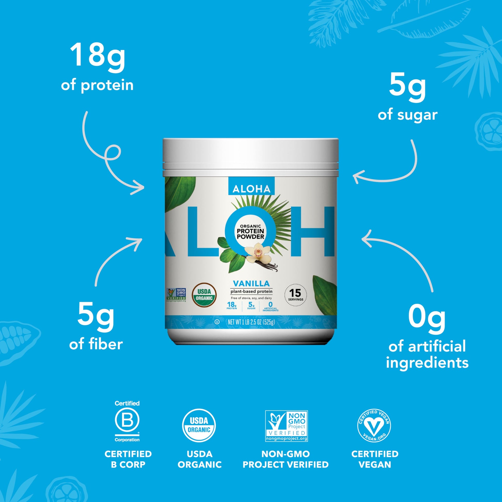 ALOHA Organic Plant Based Protein Powder, Stevia Free, Vanilla, 19.6 oz, 15 Servings PACKAGING MAY VARY ALOHA buy supplements canada