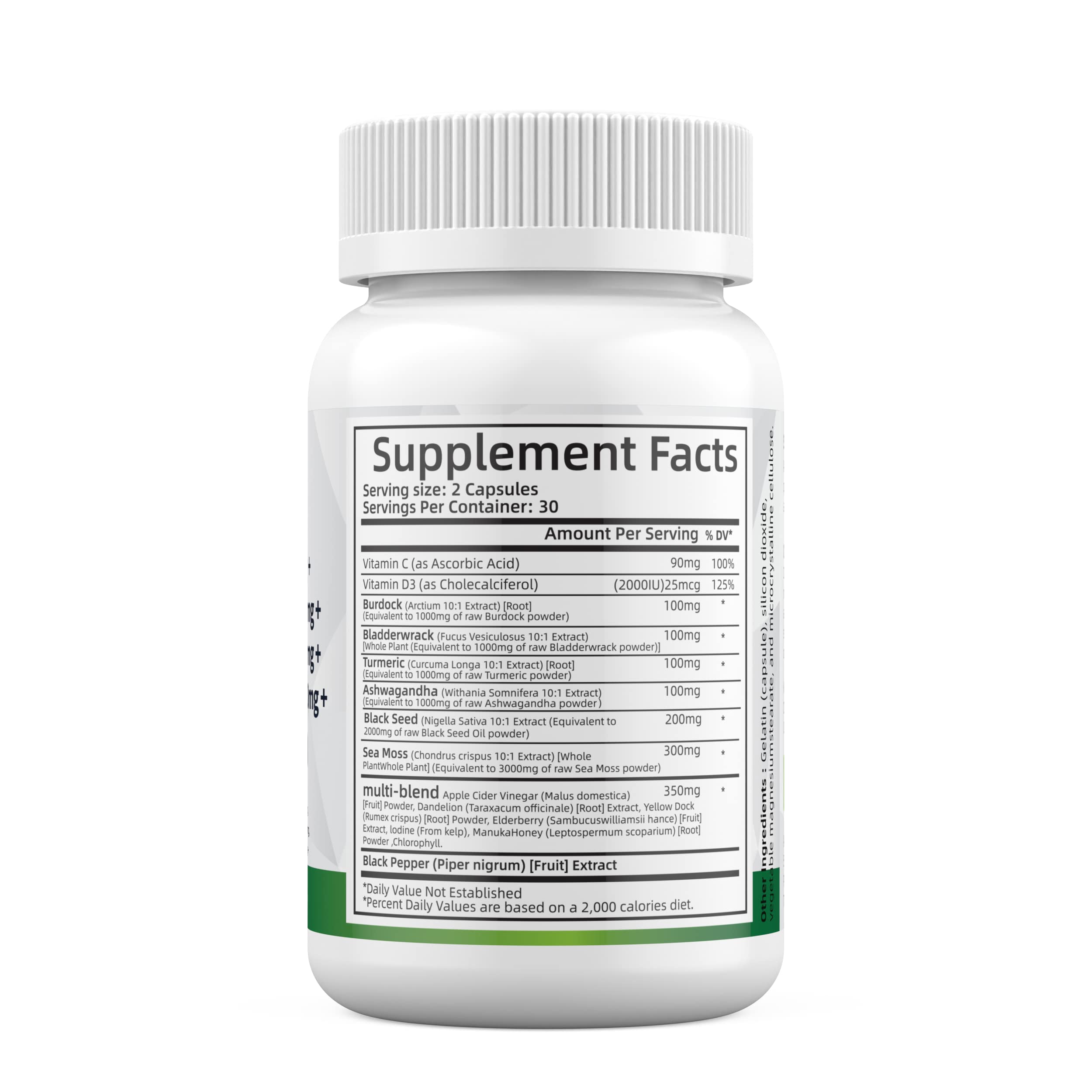 Sea Moss 3000mg Black Seed Oil 2000mg Ashwagandha 1000mg Turmeric 1000mg Alodi buy supplements canada