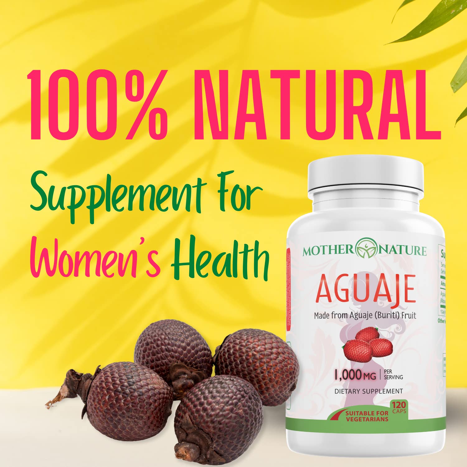 Mother Nature Aguaje Curves Capsules for Women, 1000mg (120ct), Natural & Sustainably Sourced Aguaje Fruit from Peru for Female Health, Hormone Balance, Curve Enhancer, Vegan, Non-GMO & Gluten-Free Mother Nature Organics Superfoods for Organic Living buy supplements canada