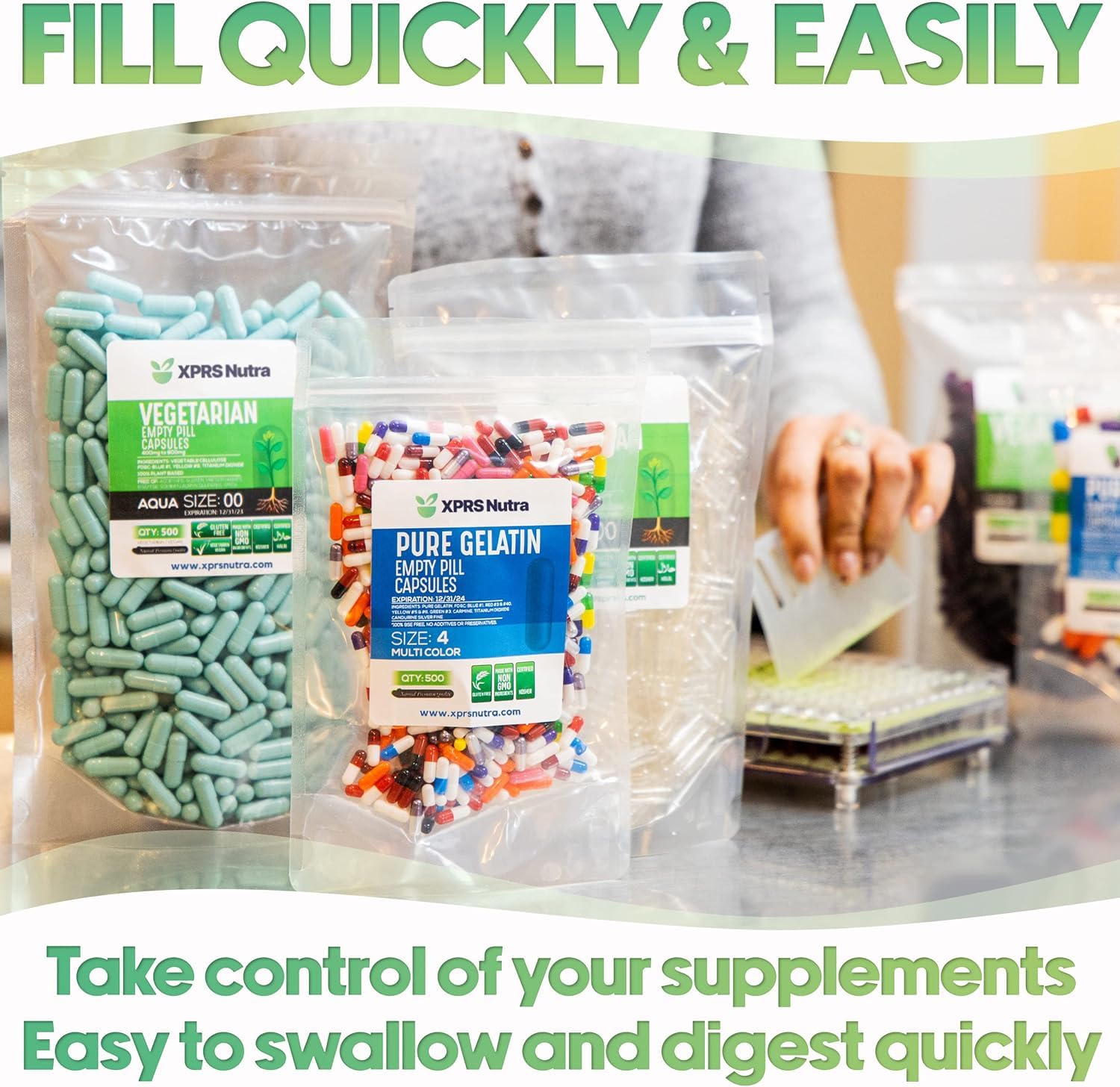 XPRS Nutra Size 0 Empty Capsules - 100 Clear Count Empty Vegan Capsules - Vegetarian Pill - DIY Vegetable Capsule Filling -Veggie Pills for Do-It-Yourself Supplements XPRS Nutra buy supplements canada