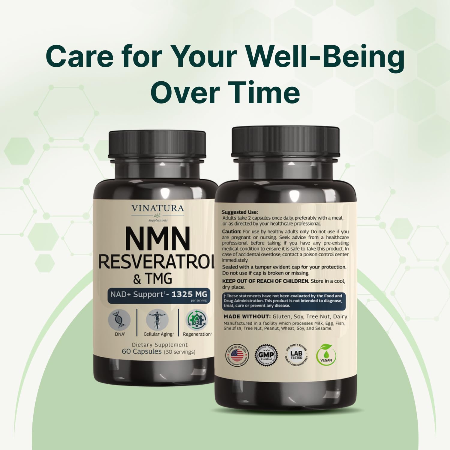 VINATURA NMN Complex Supplement 1325MG - NMN 1000mg with Resveratrol and TMG, Support NAD+, 60 Capsules VINATURA buy supplements canada