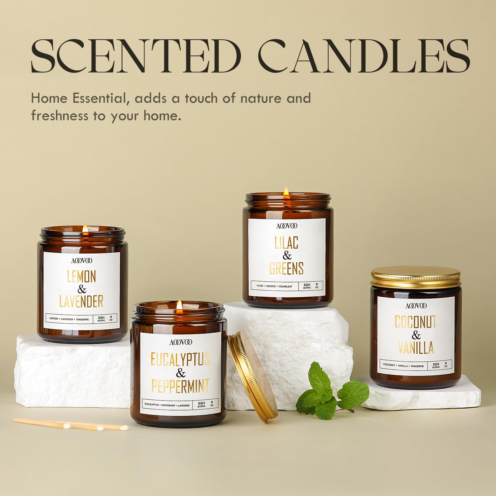 AOOVOO Lilac Candle, Candles Gifts for Women, Green Leaves Lilac Candle, Scented Candle AOOVOO buy supplements canada