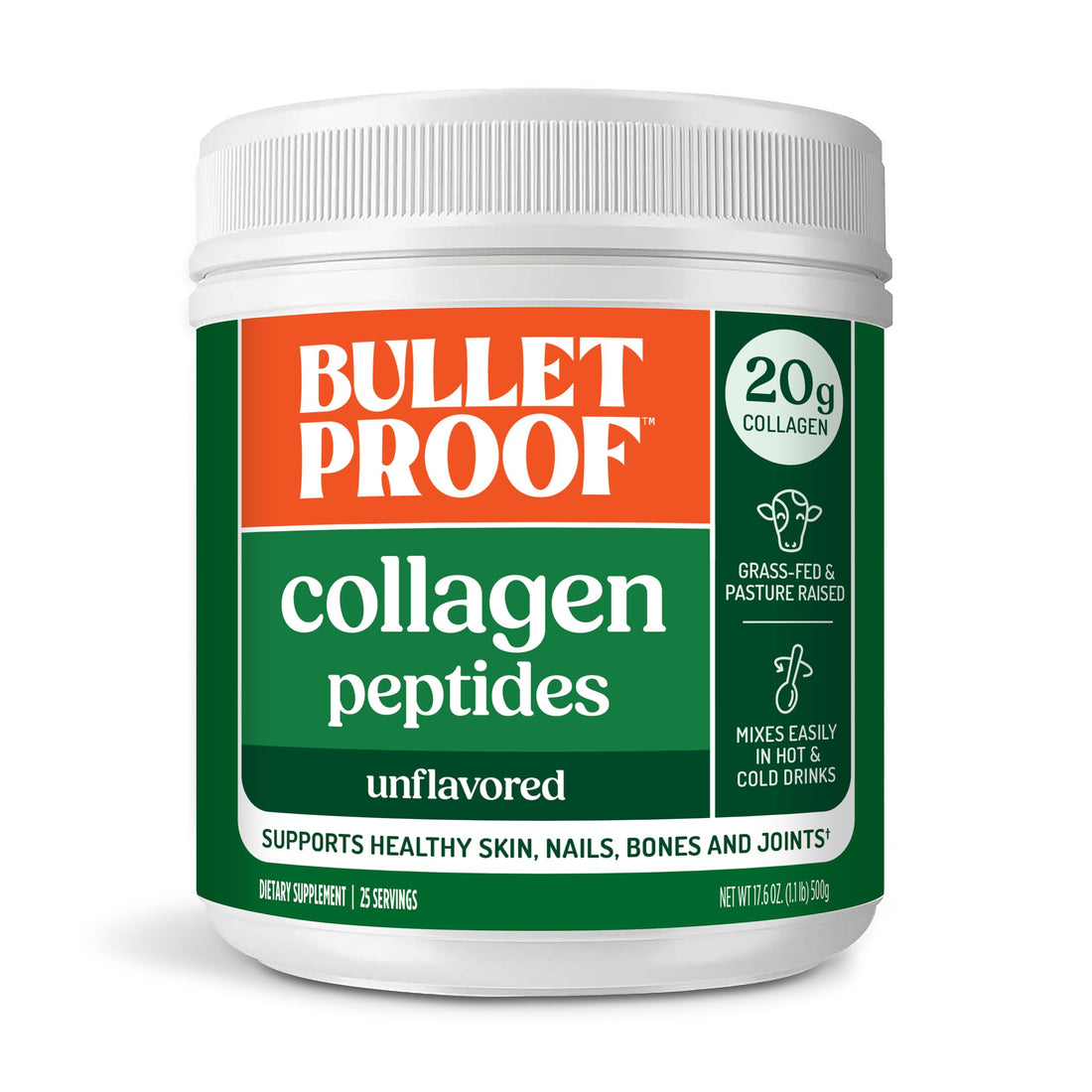 Bulletproof Unflavored Collagen Peptides Powder, 20g Grass-Fed Collagen Protein and Amino Acids for Skin Bulletproof buy supplements canada