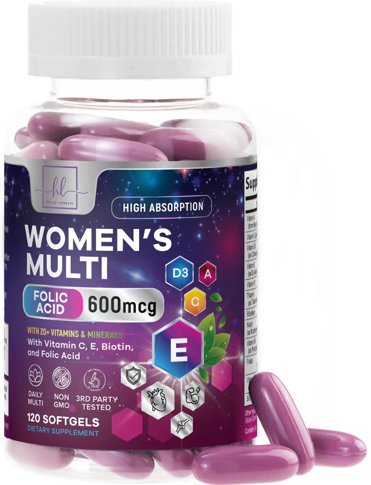Multivitamin For Women - Complete Daily Woman's Multivitamins with Biotin, Calcium, Folic Acid, Iron, Zinc, Vitamin A, C, D, E & B Vitamins Hello Lovely! buy supplements canada