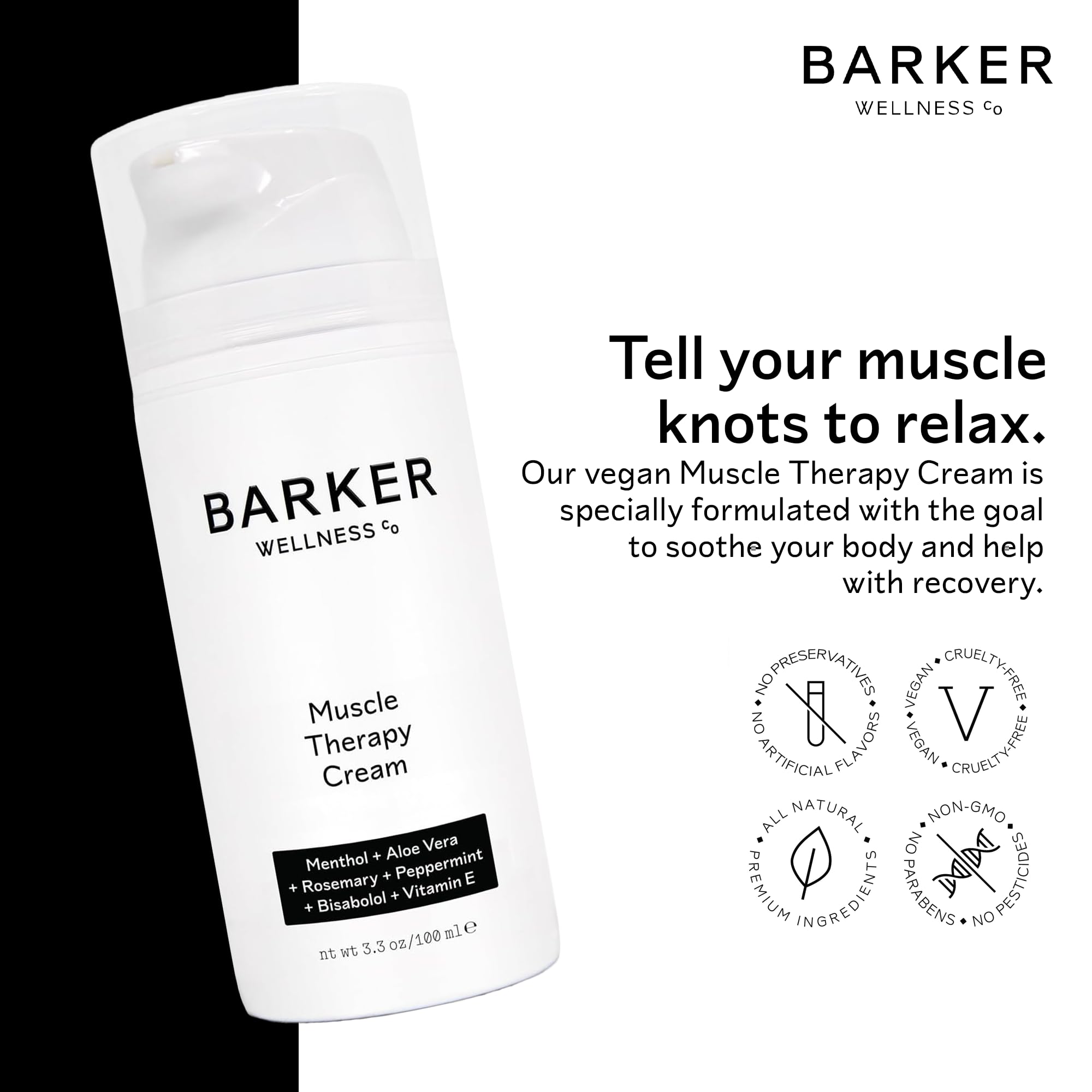 Barker Wellness Soothing Muscle Therapy Cream | Advanced Joint & Muscle Relief for Recovery & Relaxation | Enriched with Antioxidants & Moisturizing Vitamin E | All-Natural Vegan Formula (100ml) Barker Wellness Co buy supplements canada
