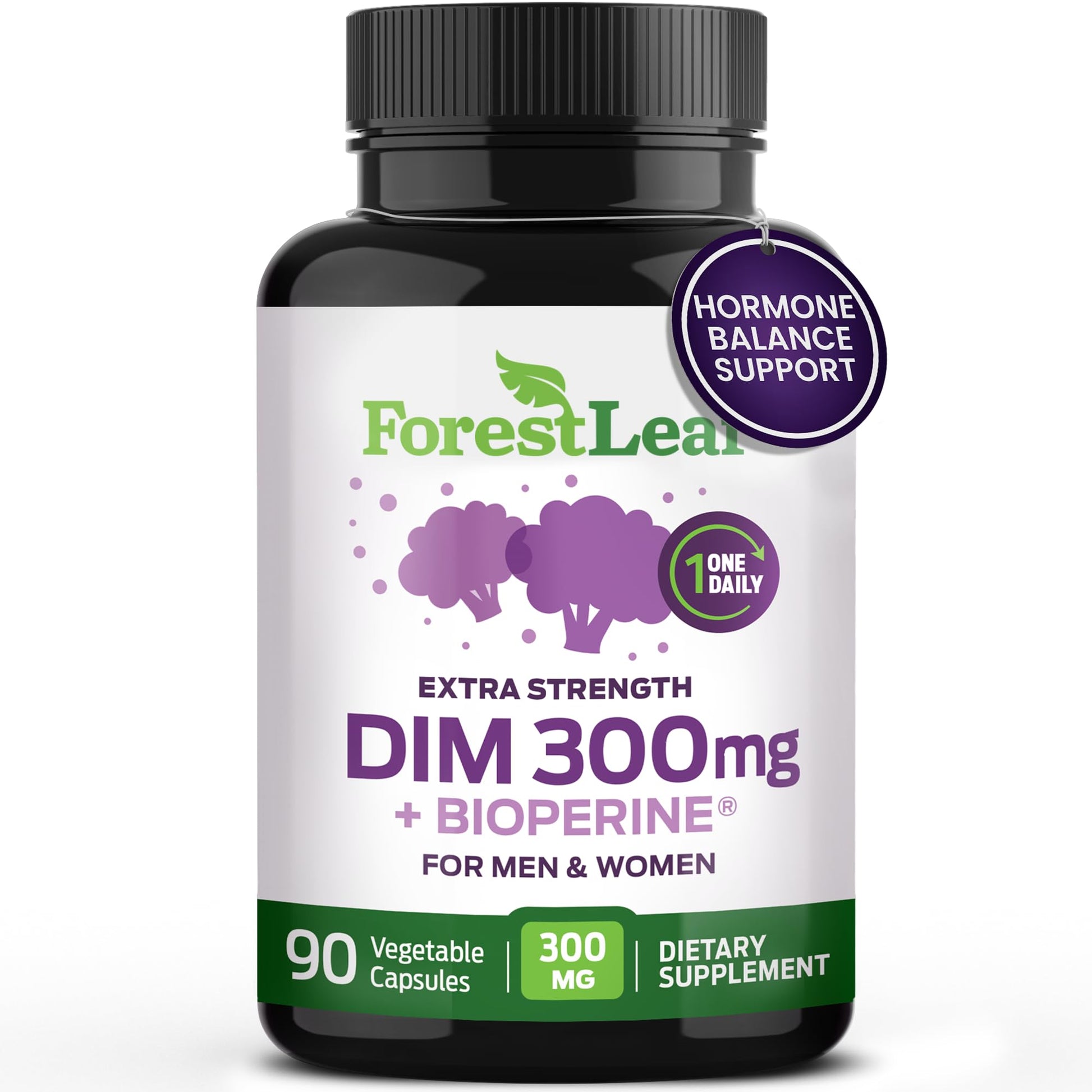 ForestLeaf DIM Supplement - 300mg DIM Estrogen Supplement for Women/Men - Diindolylmethane with BioPerine Black Pepper - Support for Detox, Metabolism, Hormone Balance & Menopause - 90 Caps ForestLeaf buy supplements canada