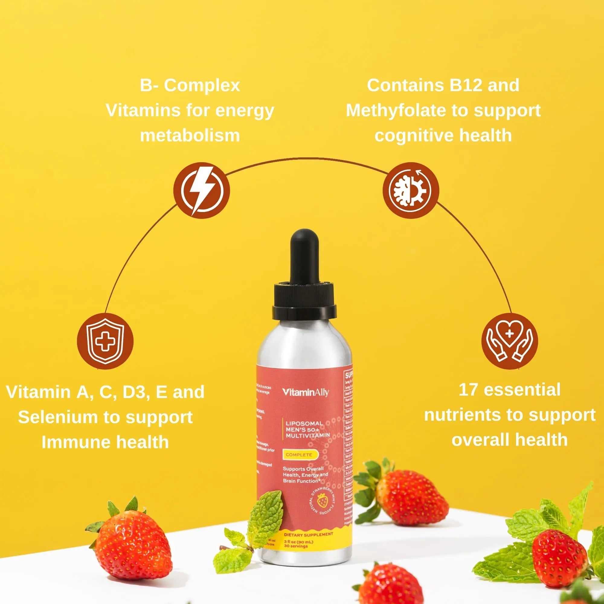 Vitaminally Liposomal Men's 50+ Liquid Multivitamin Drops | Non-GMO | Sugar Free | Gluten Free | 30 Day Supply | 3 FL Oz | Vitaminally buy supplements canada