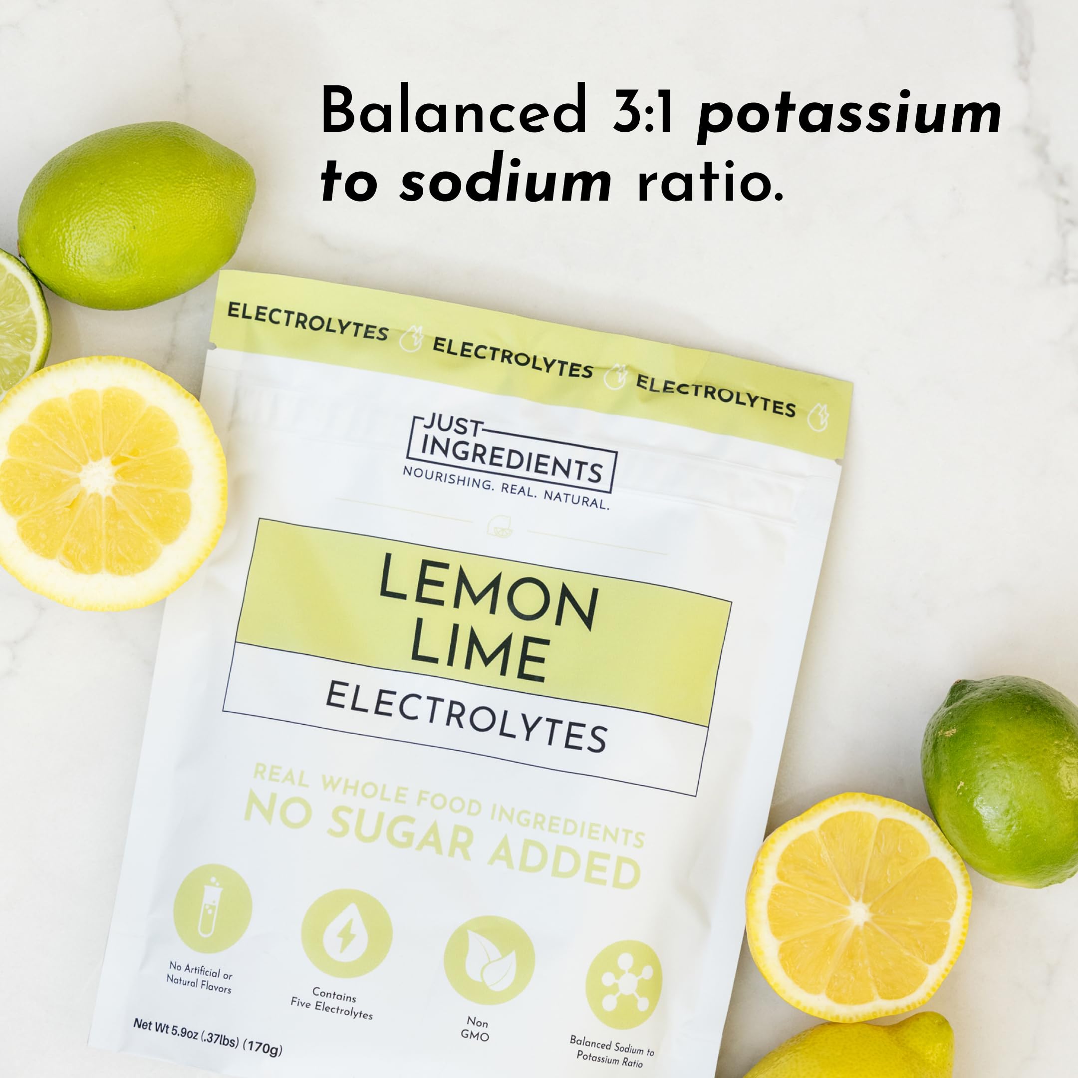 Lemon Lime Electrolytes – 30‑Serving Hydration Drink Mix with Coconut Water, Sea Salt, and Trace Minerals – Supports Energy, Recovery, and Electrolyte Balance* JUST INGREDIENTS buy supplements canada