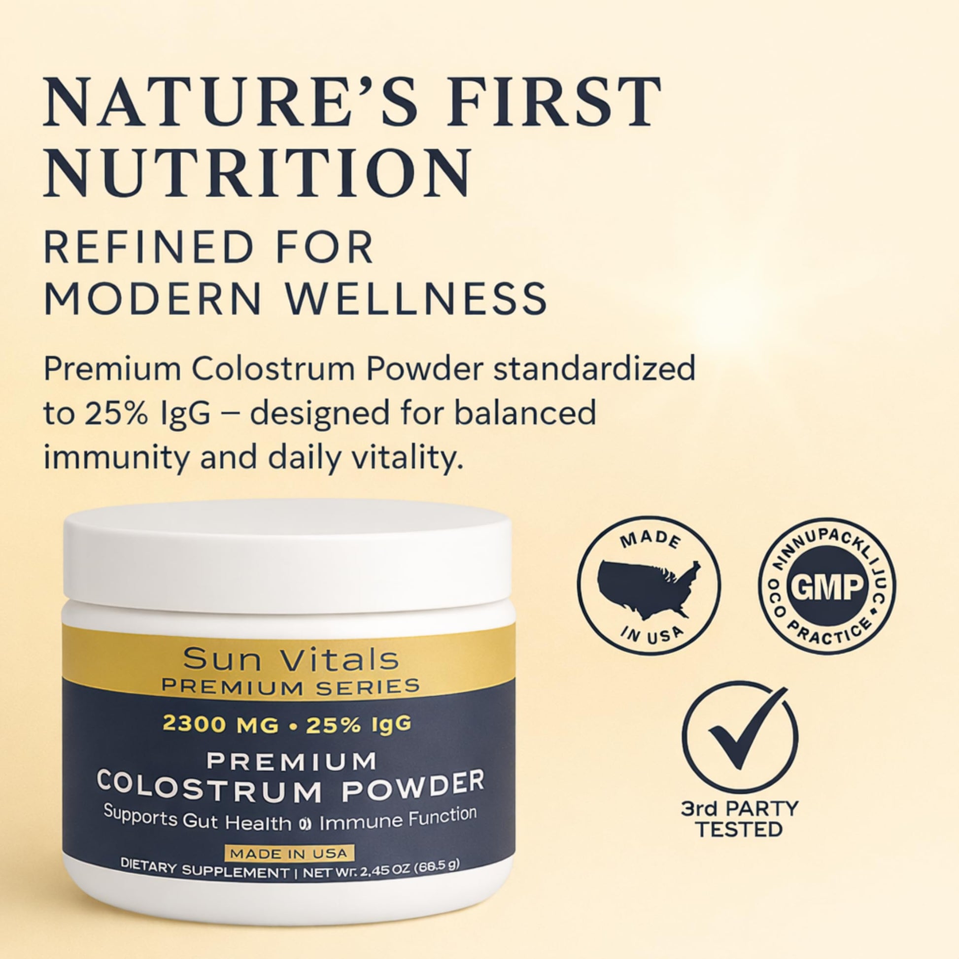 Sun Vitals Bovine Colostrum Powder 2300mg – 575mg IgG Per Serving | 25% IgG Standardized | Gut Health & Immune Support | No Fillers, No Capsules | GMP-Certified, 3rd Party Tested | 30 Servings Sun Vitals buy supplements canada