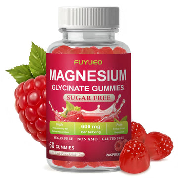 FUYUEO Magnesium Glycinate Gummies for Sleep & Relaxation, Sugar Free High Absorption Magnesium Supplement for Men & Women, Gentle on Stomach, Chewable, Raspberry, 60 Count (Pack of 1) FUYUEO buy supplements canada